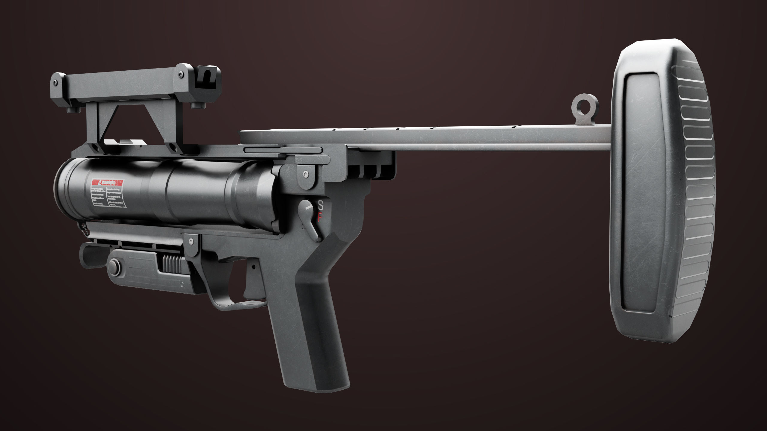 Grenade Launcher 04 Black Generic All PBR Unity UE Textures Low-poly 3D model_10