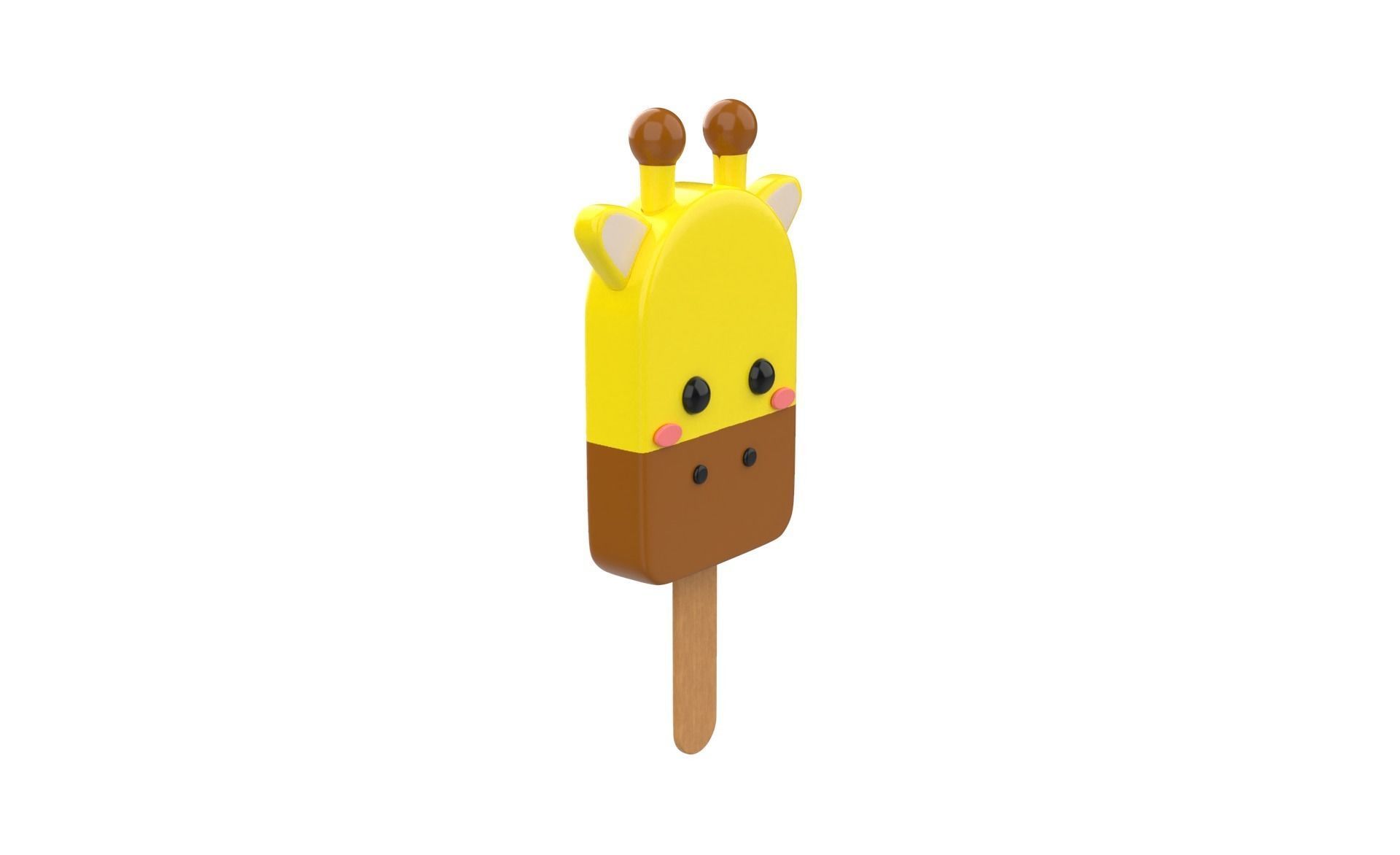 Cartoon Giraffe Ice Cream Cute Low-poly 3D model_16