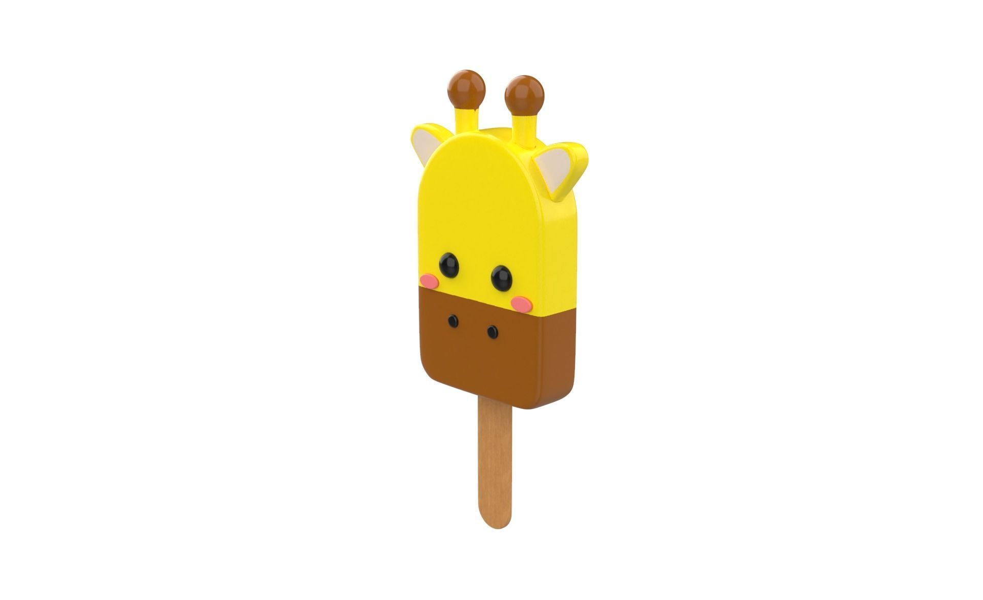 Cartoon Giraffe Ice Cream Cute Low-poly 3D model_2