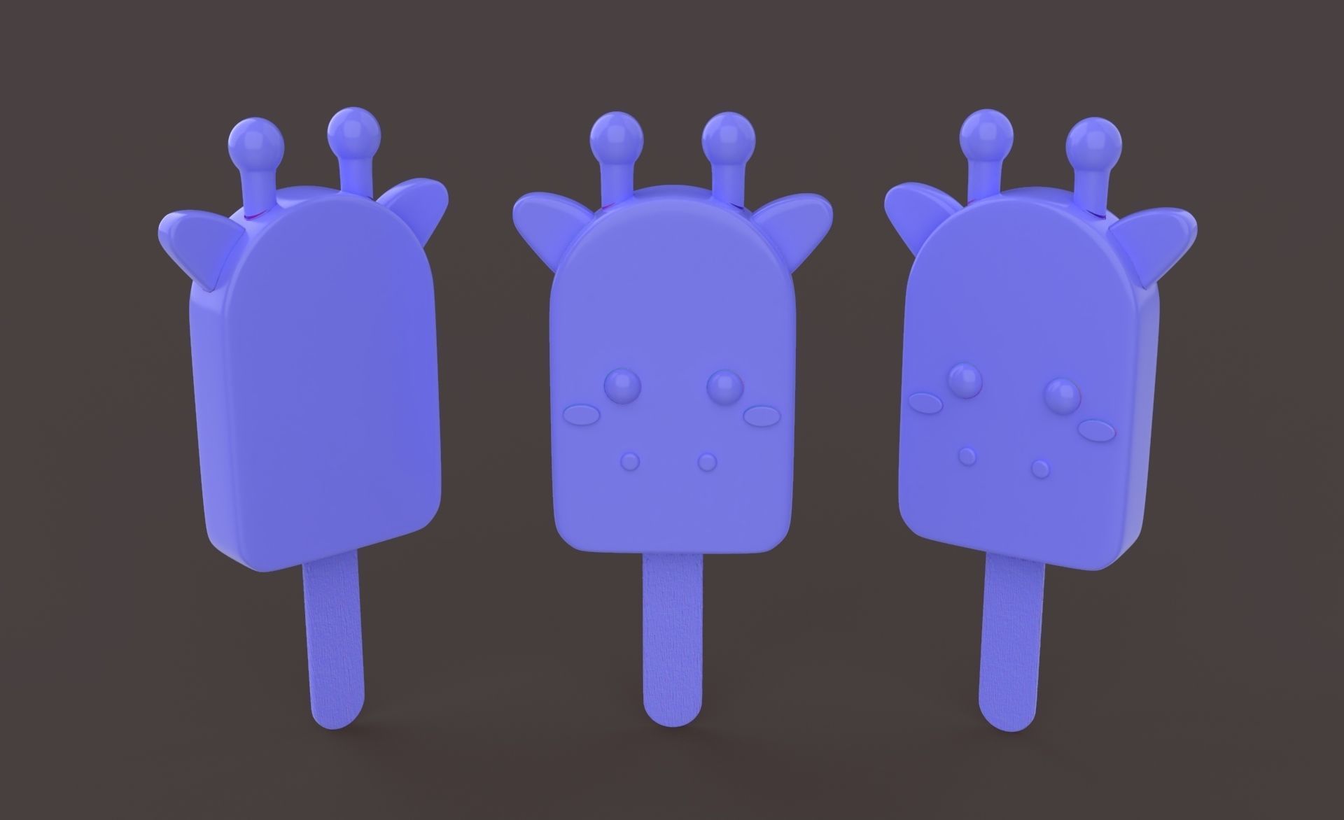 Cartoon Giraffe Ice Cream Cute Low-poly 3D model_20