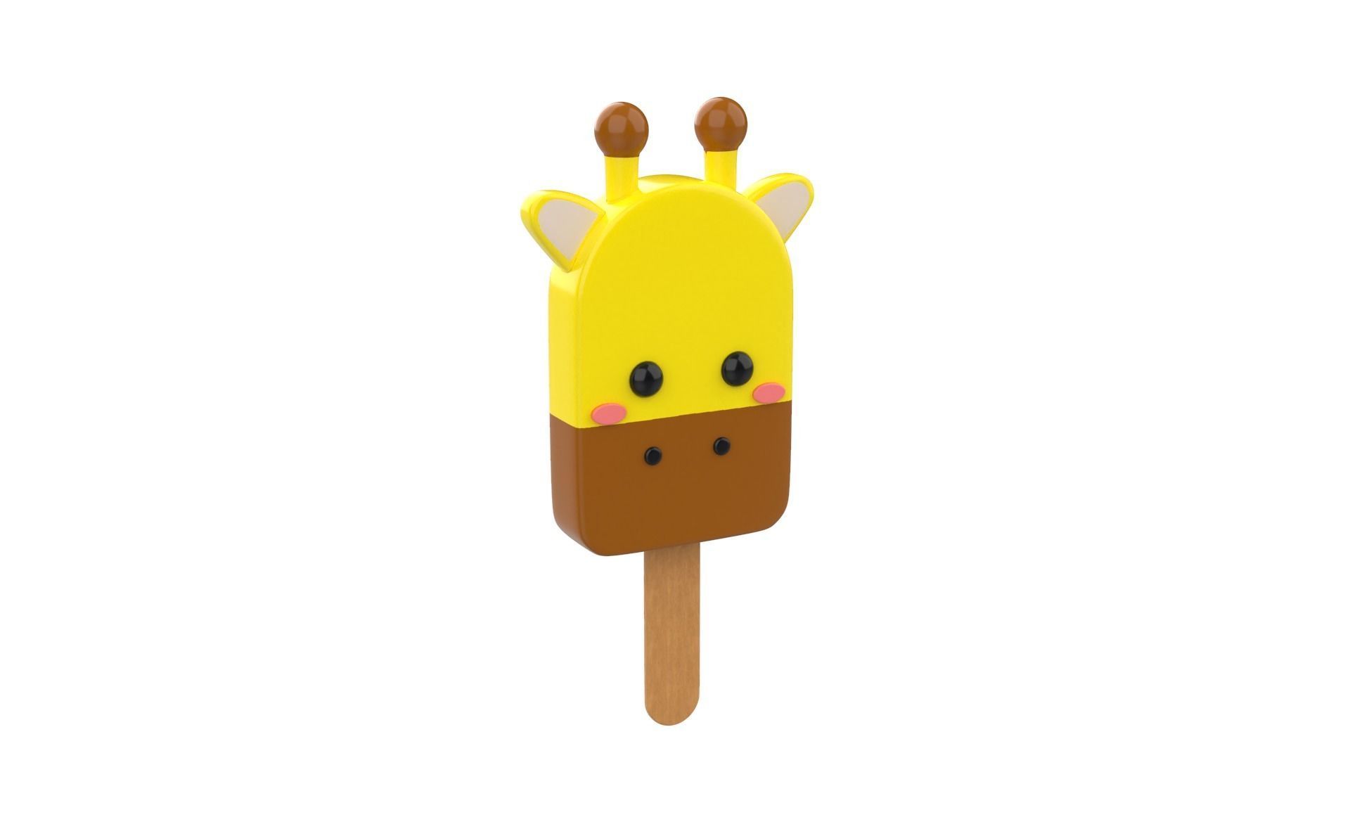 Cartoon Giraffe Ice Cream Cute Low-poly 3D model_17