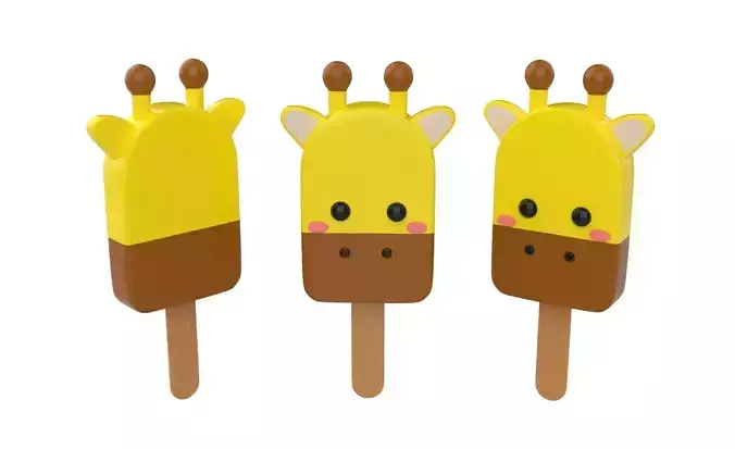 Cartoon Giraffe Ice Cream Cute Low-poly 3D model