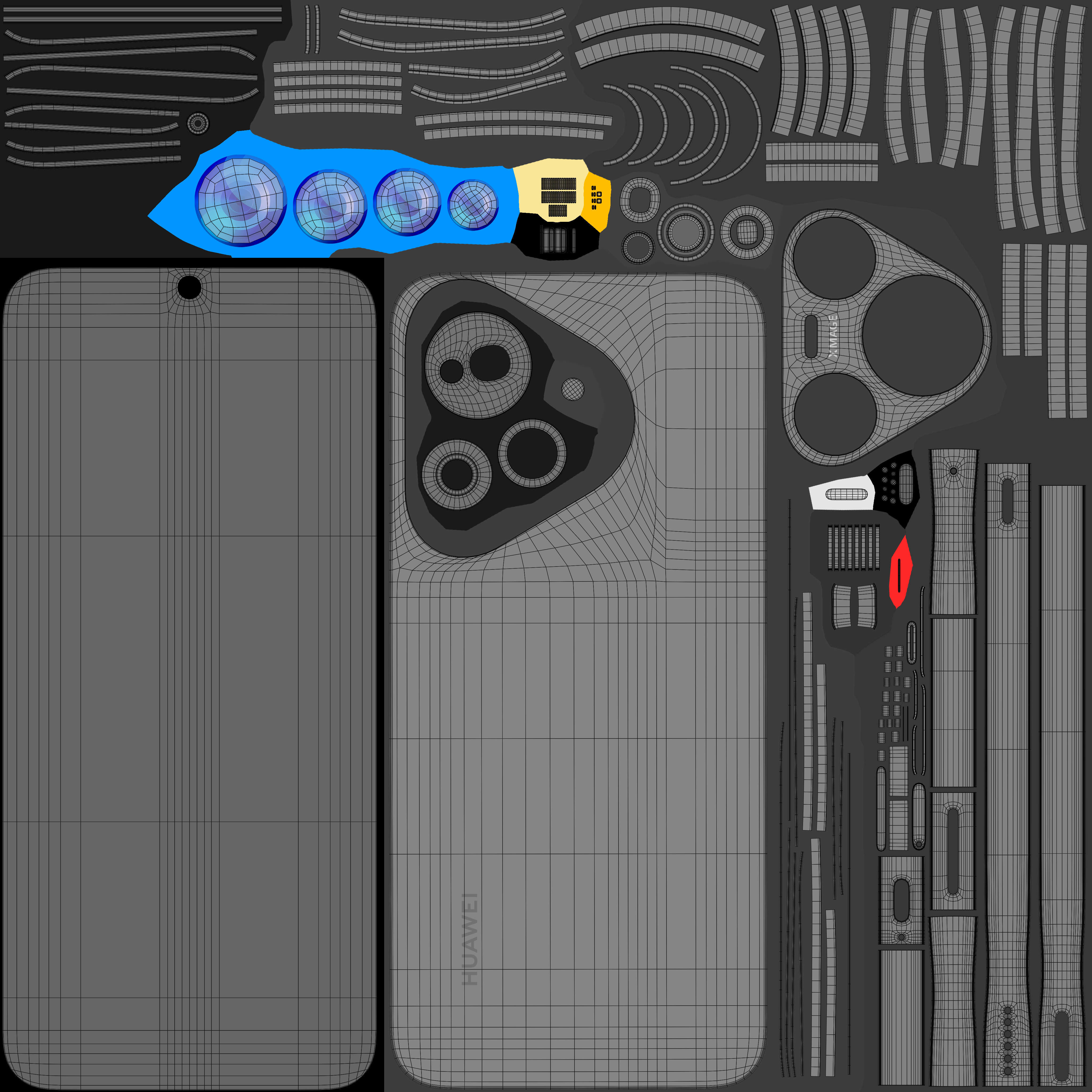 Huawei Pura 70 Black Low-poly 3D model_10