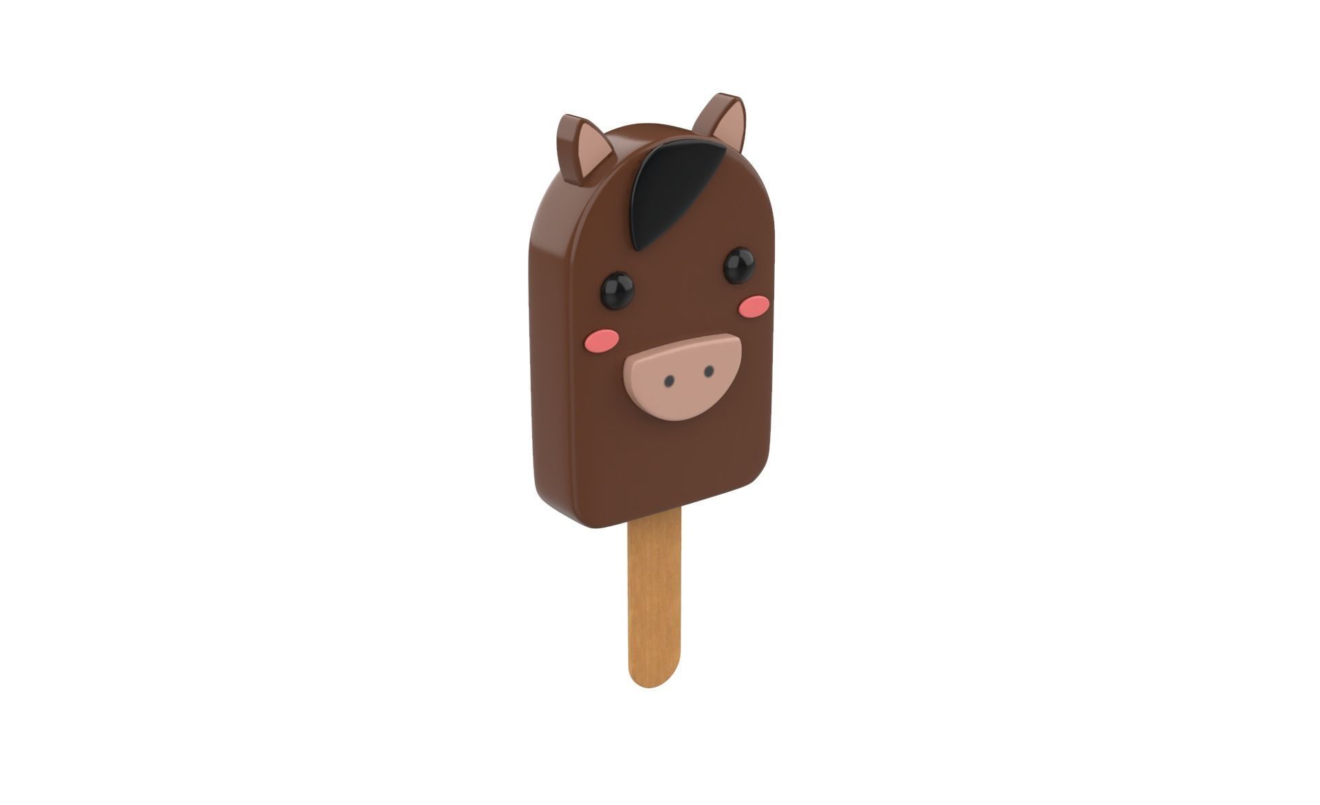 Cartoon Horse Ice Cream Cute Low-poly 3D model_17