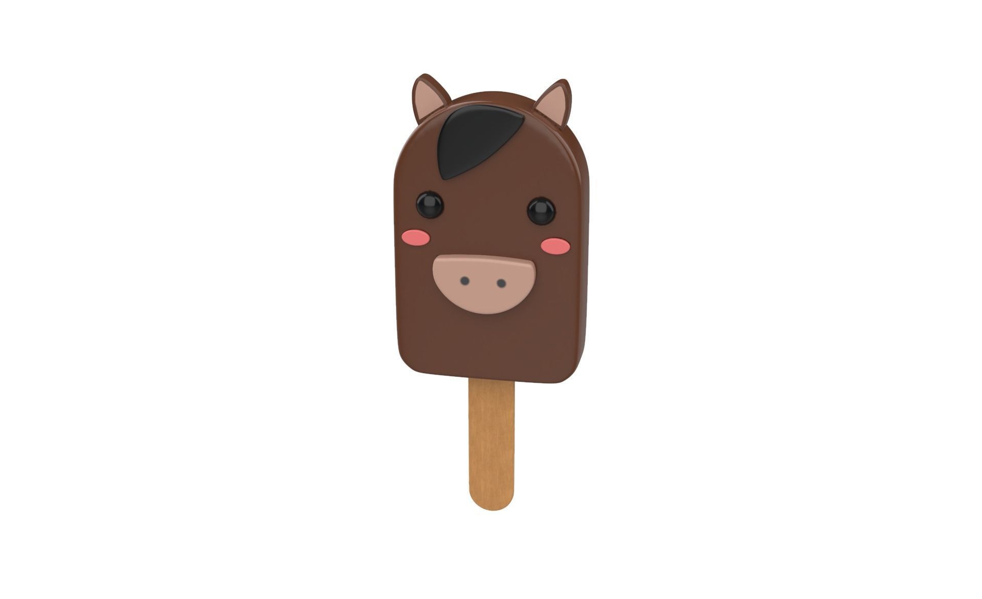 Cartoon Horse Ice Cream Cute Low-poly 3D model_1