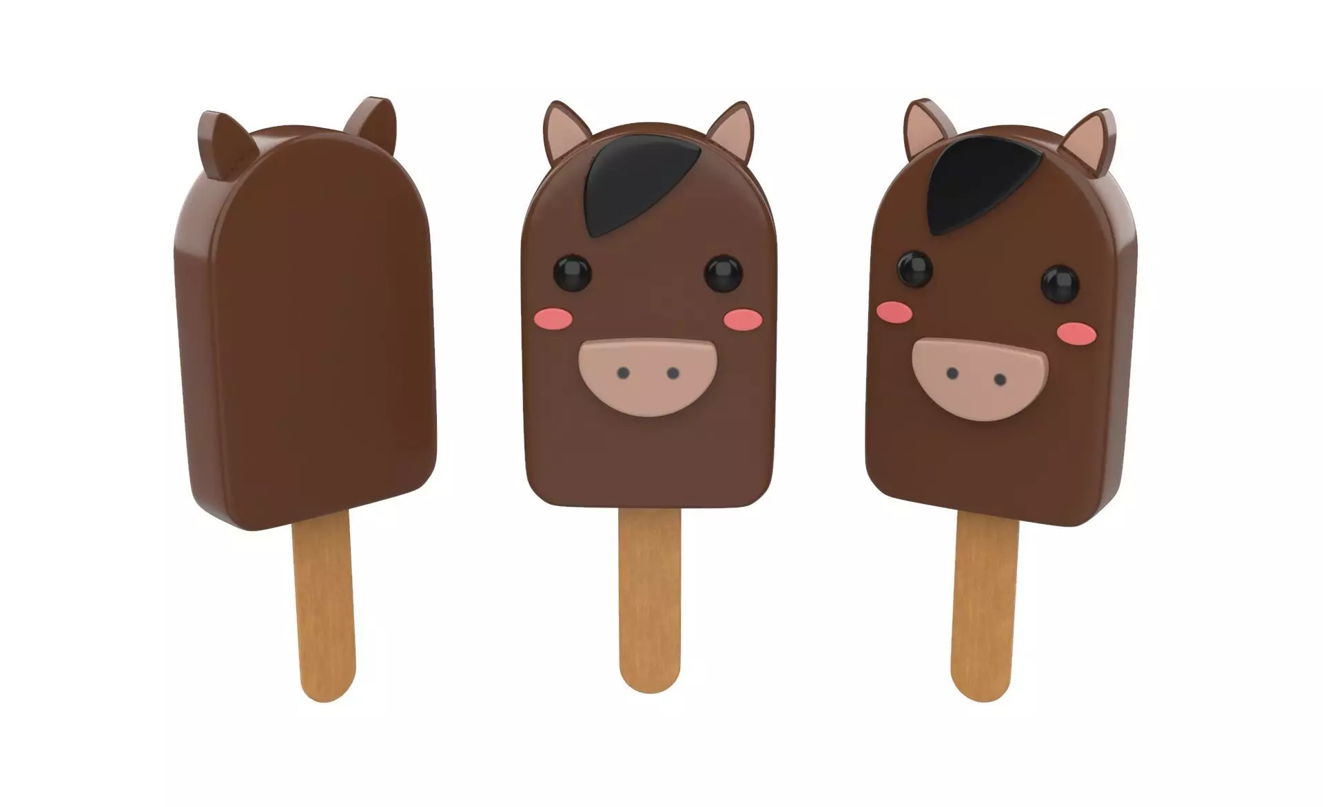 Cartoon Horse Ice Cream Cute Low-poly 3D model_0