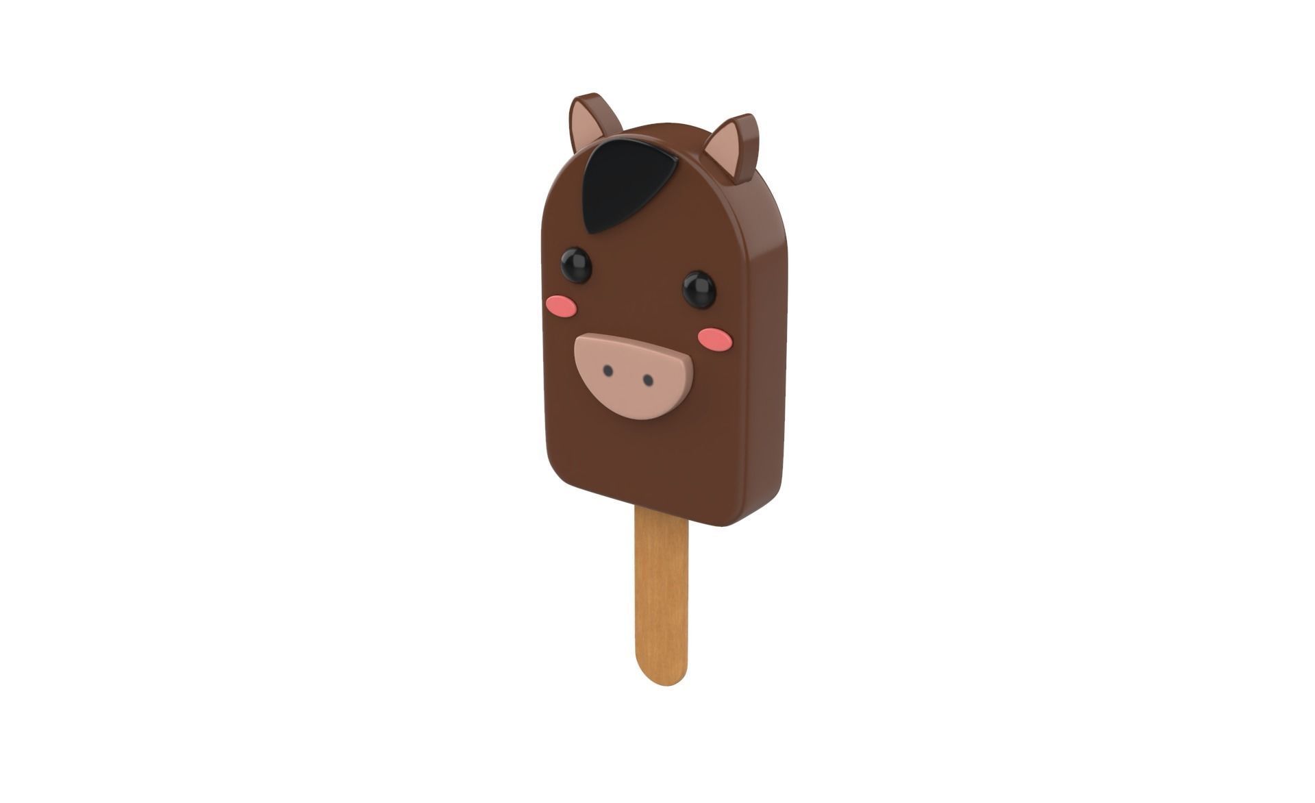 Cartoon Horse Ice Cream Cute Low-poly 3D model_2