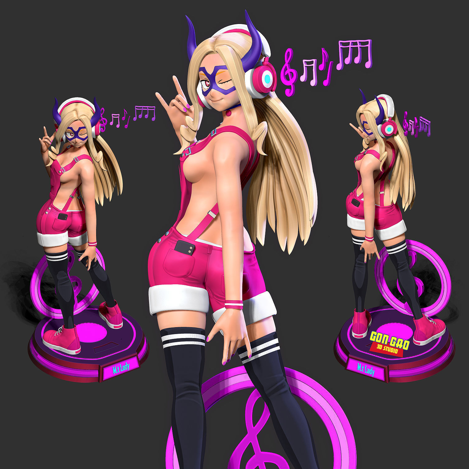 Mount Lady loves music 3D print model_1
