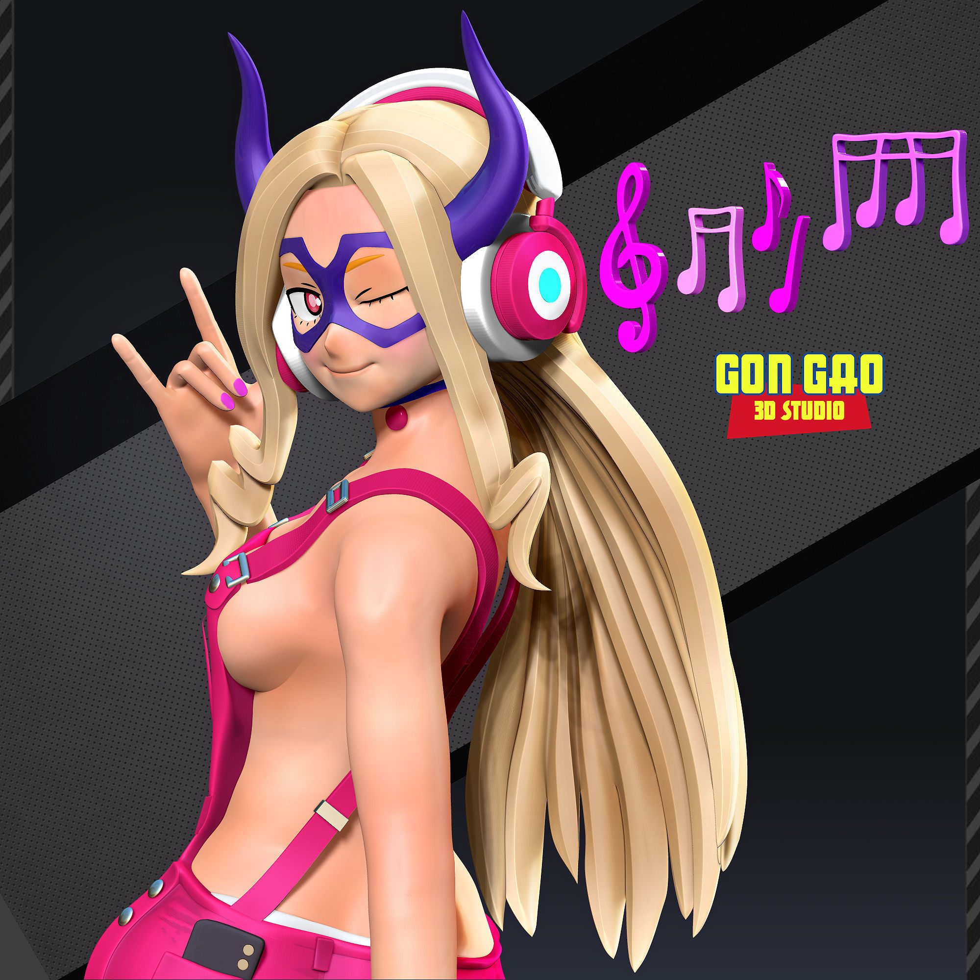 Mount Lady loves music 3D print model_5