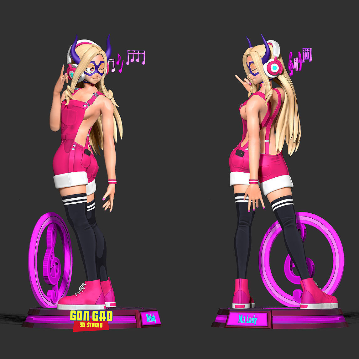 Mount Lady loves music 3D print model_3