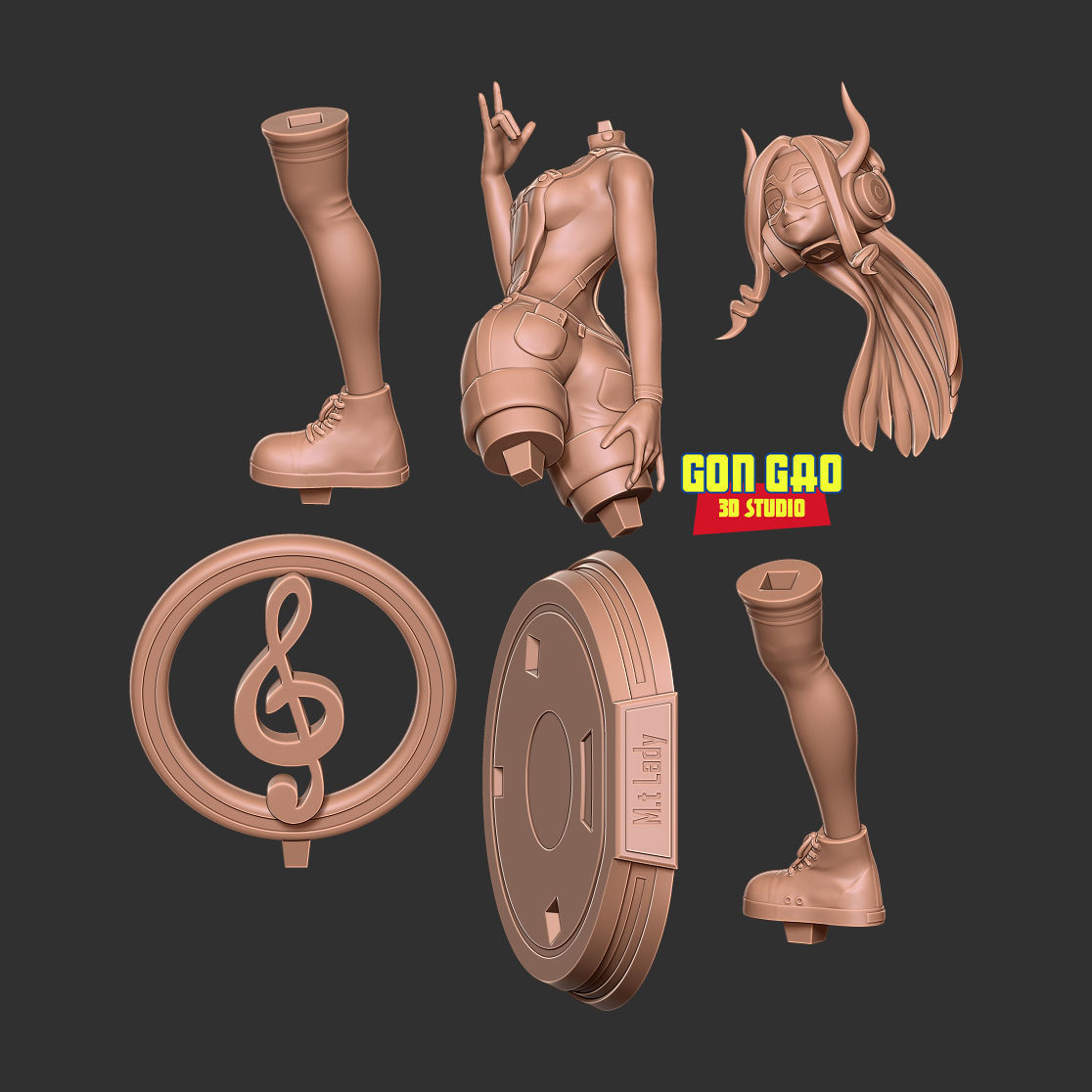 Mount Lady loves music 3D print model_2