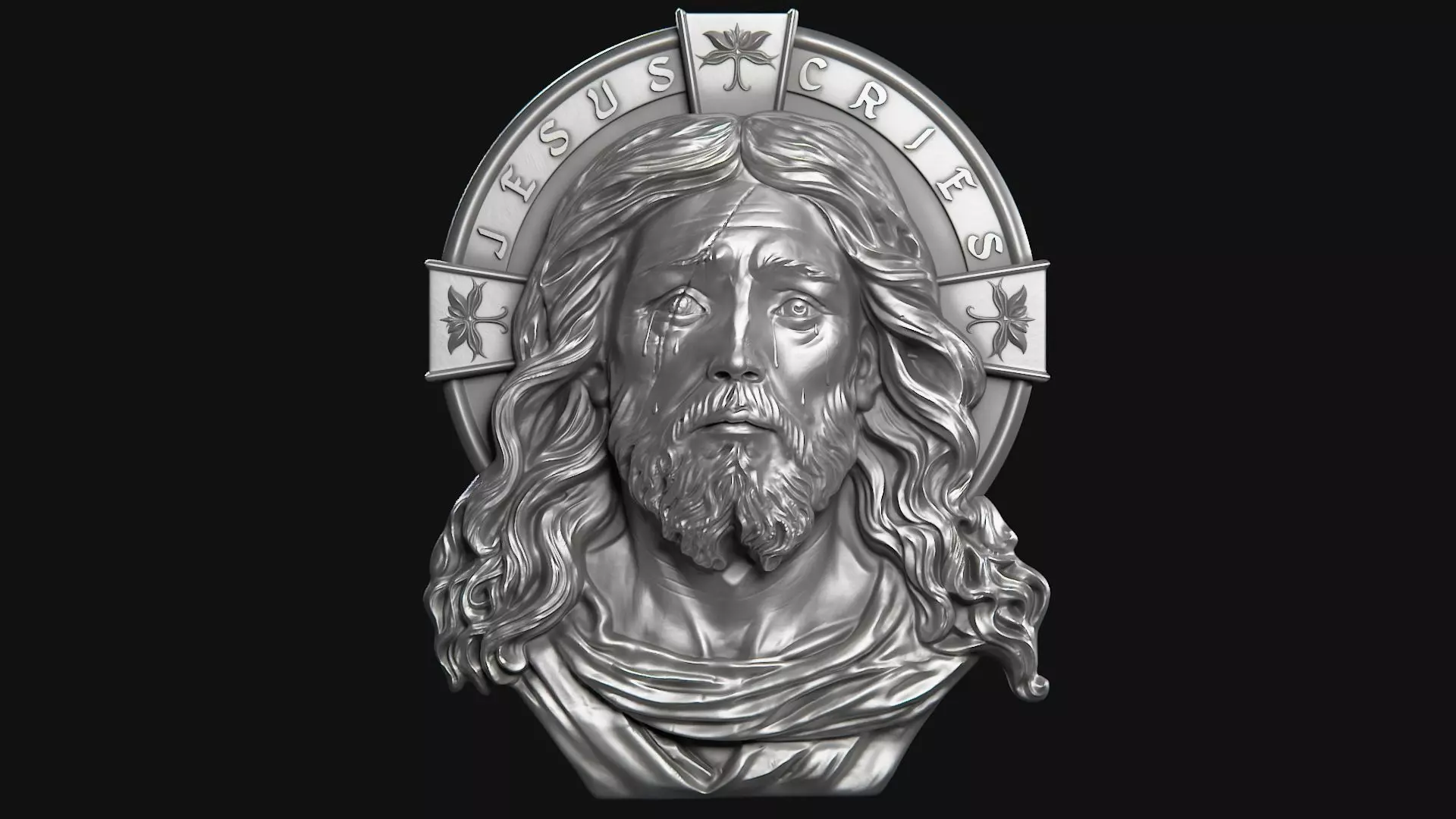 Jesus Cries Head Bas Relief - 2 3D print model
