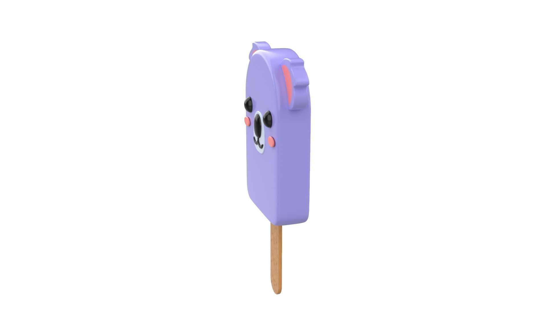 Cartoon Koala Ice Cream Cute Low-poly 3D model_3