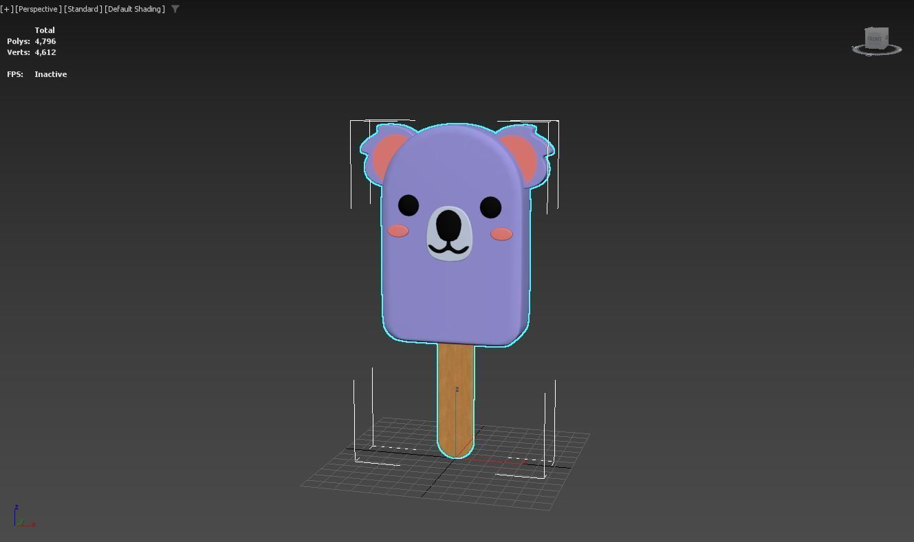 Cartoon Koala Ice Cream Cute Low-poly 3D model_6