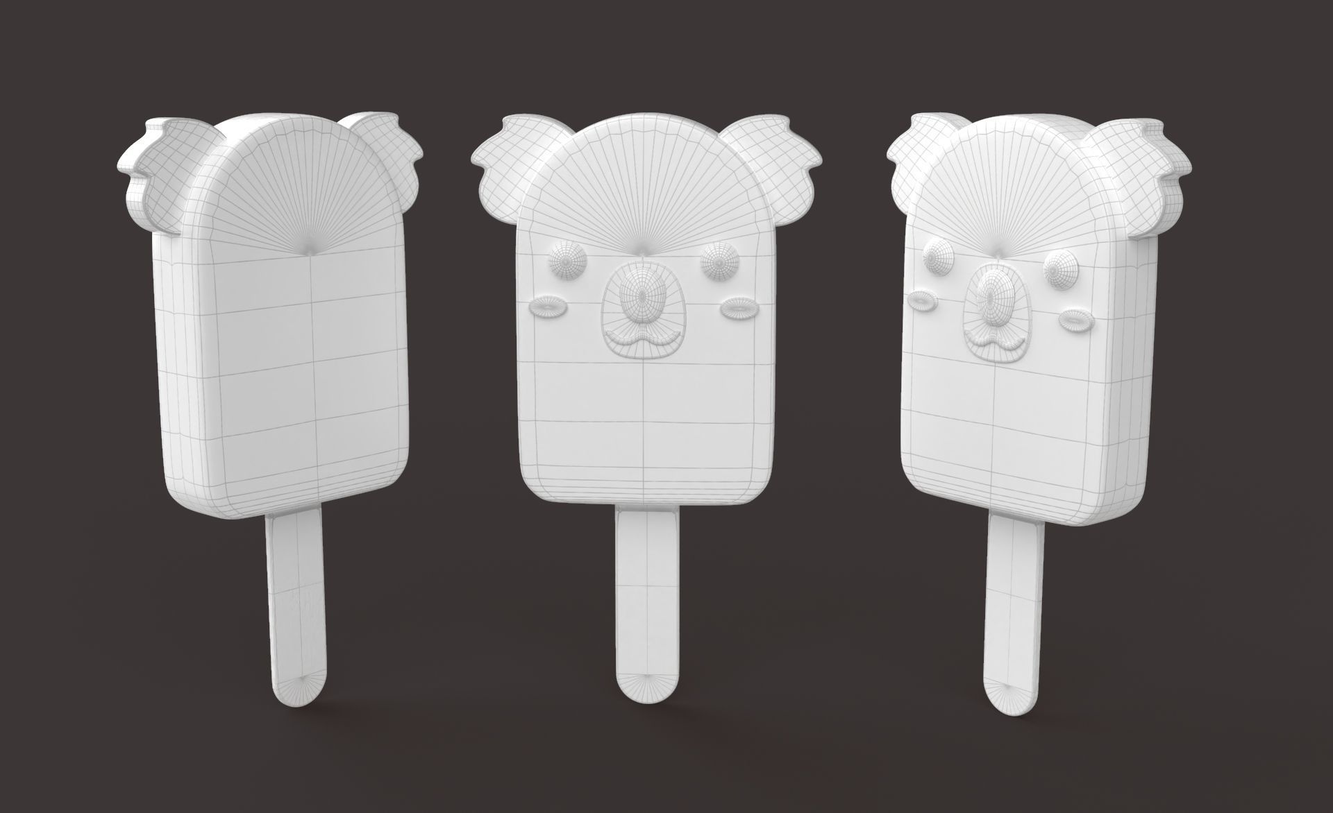 Cartoon Koala Ice Cream Cute Low-poly 3D model_8