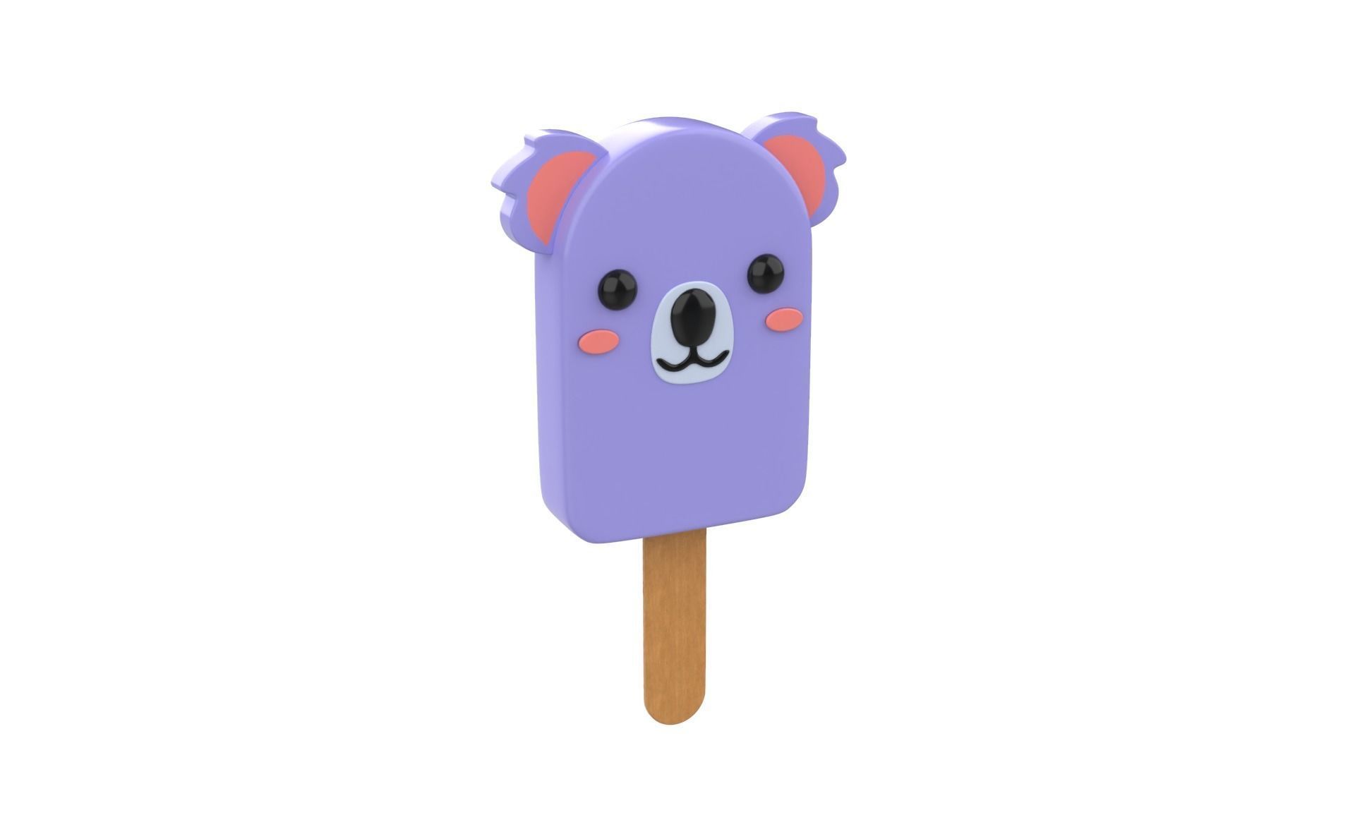 Cartoon Koala Ice Cream Cute Low-poly 3D model_17