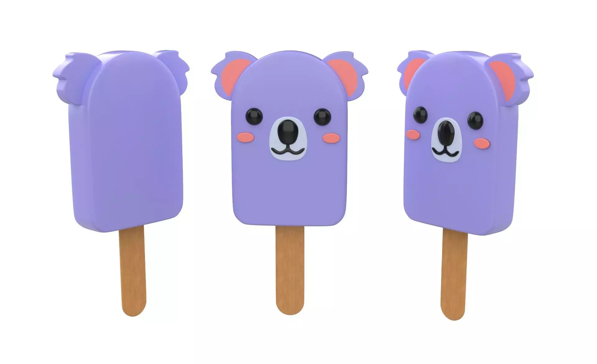 Cartoon Koala Ice Cream Cute Low-poly 3D model_0