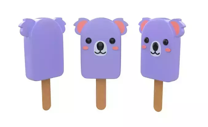 Cartoon Koala Ice Cream Cute Low-poly 3D model