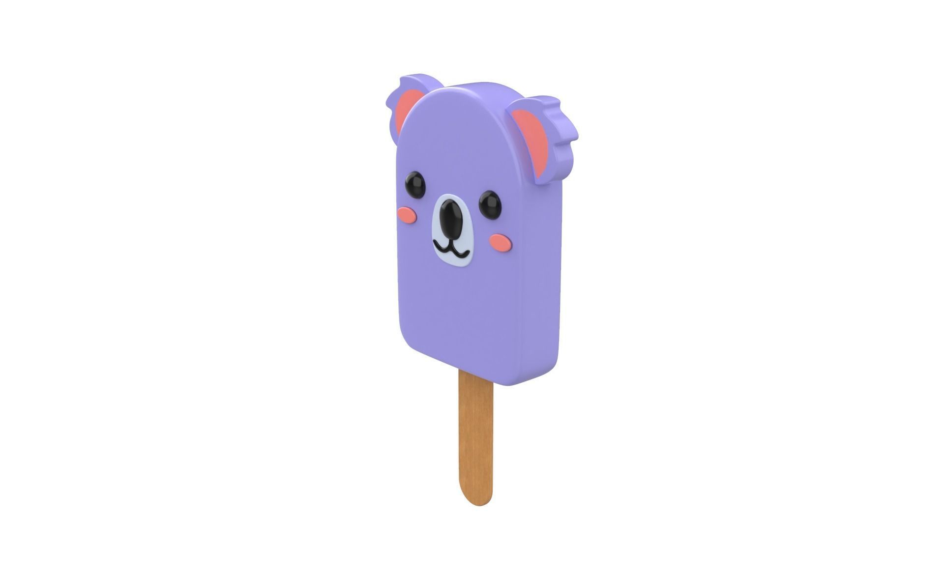 Cartoon Koala Ice Cream Cute Low-poly 3D model_2