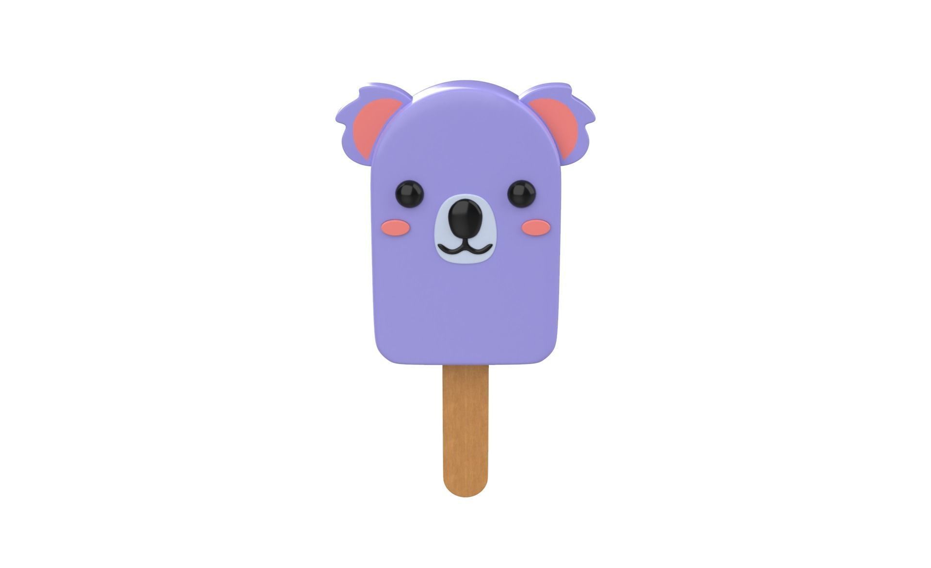 Cartoon Koala Ice Cream Cute Low-poly 3D model_18