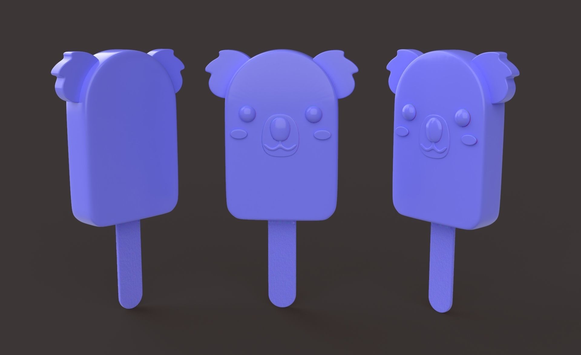 Cartoon Koala Ice Cream Cute Low-poly 3D model_20