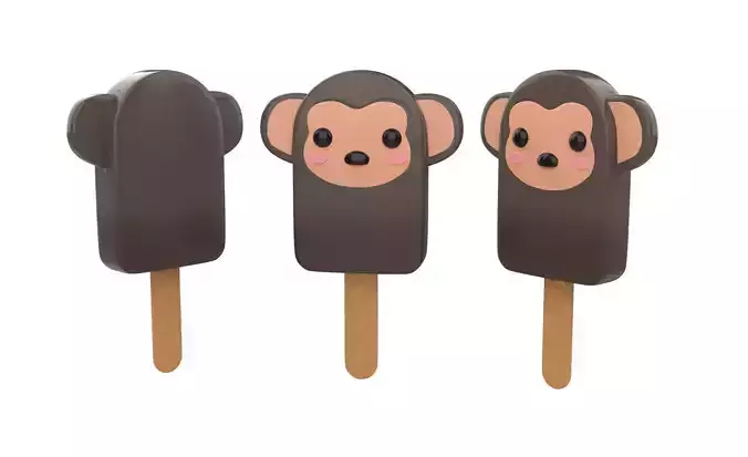 Cartoon Monkey Ice Cream Cute Low-poly 3D model