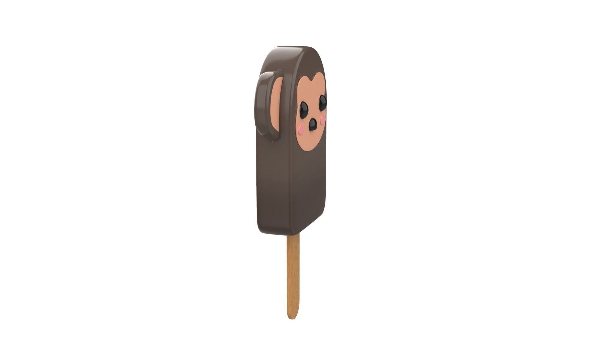 Cartoon Monkey Ice Cream Cute Low-poly 3D model_15