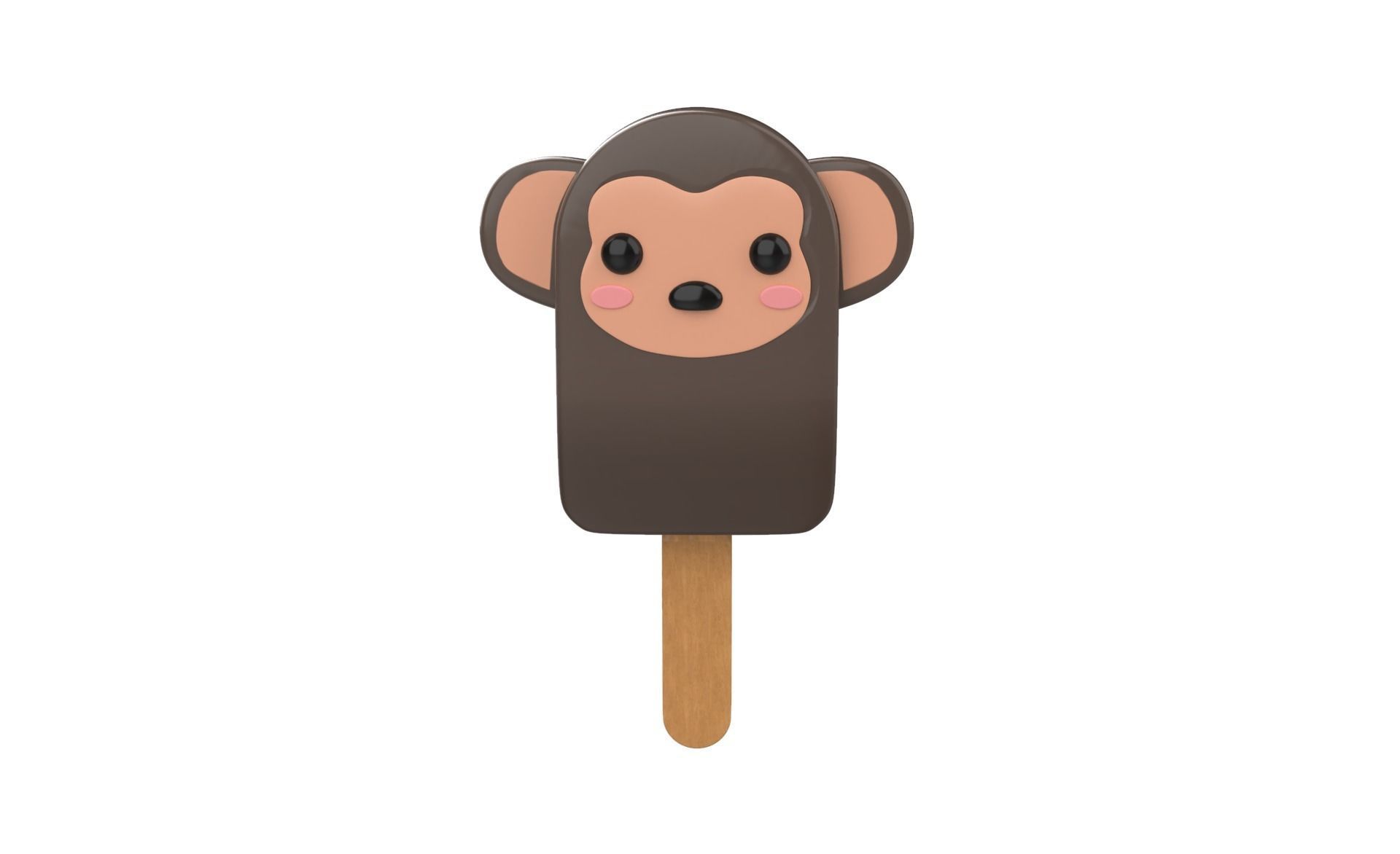 Cartoon Monkey Ice Cream Cute Low-poly 3D model_18