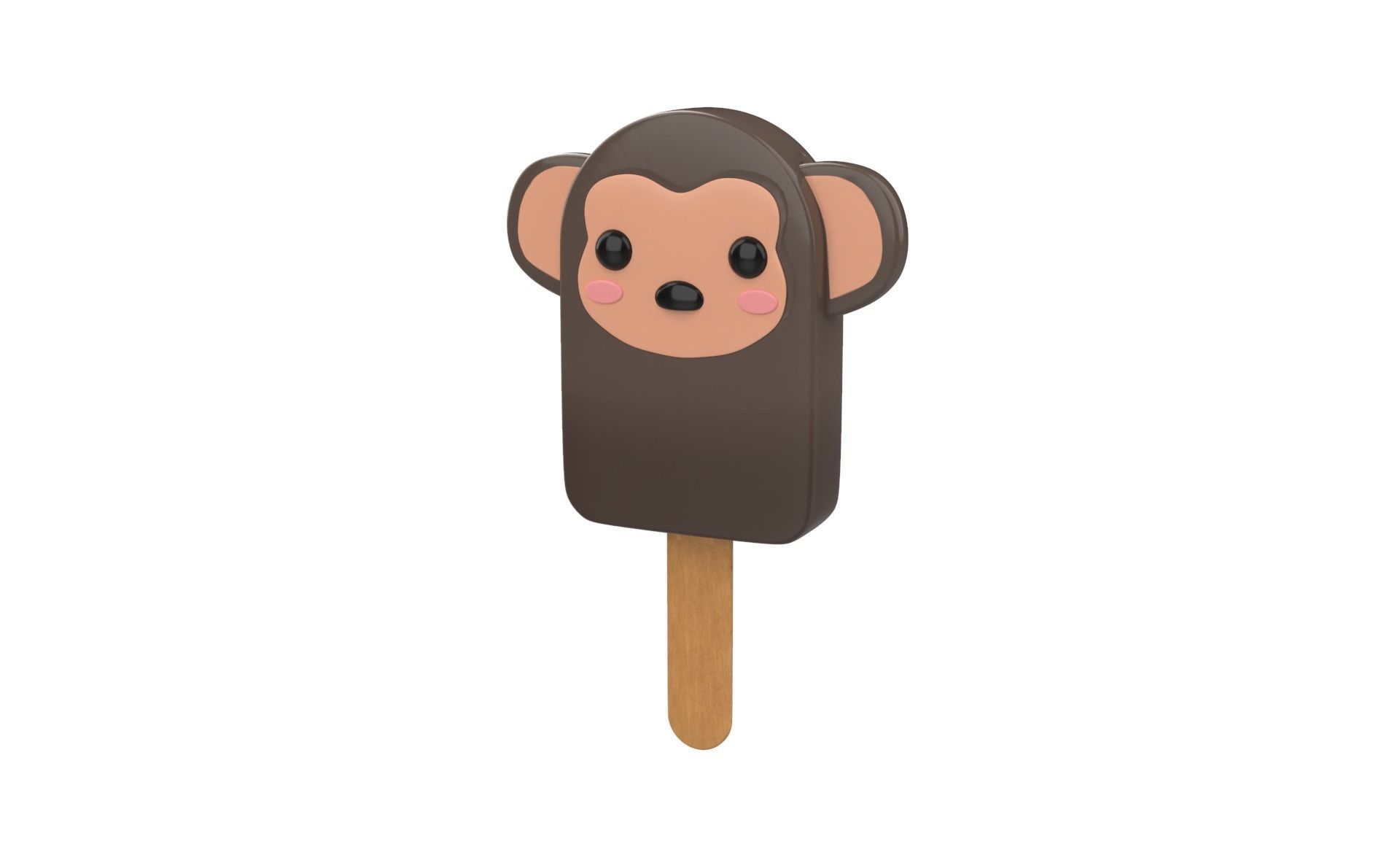 Cartoon Monkey Ice Cream Cute Low-poly 3D model_19