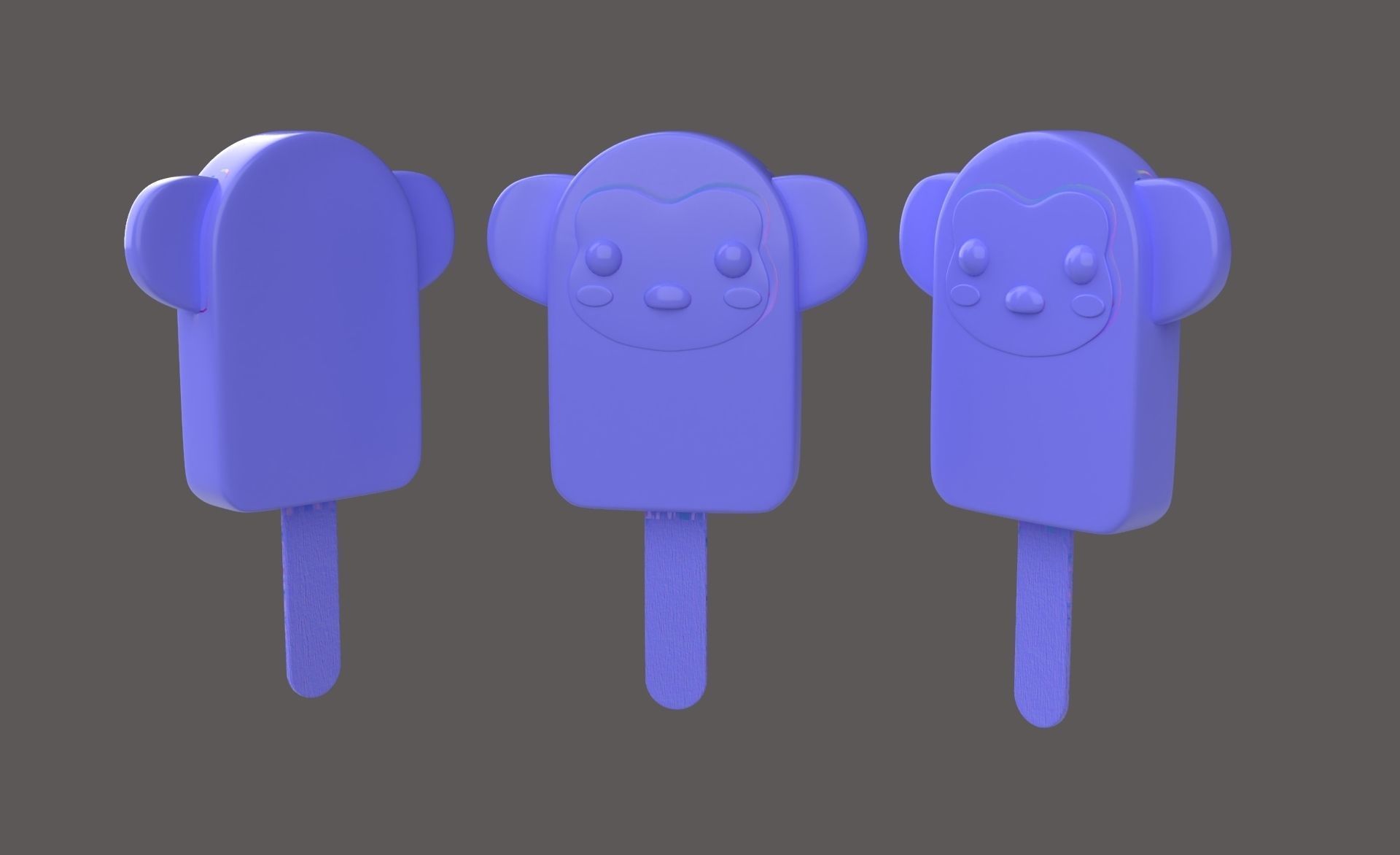 Cartoon Monkey Ice Cream Cute Low-poly 3D model_20