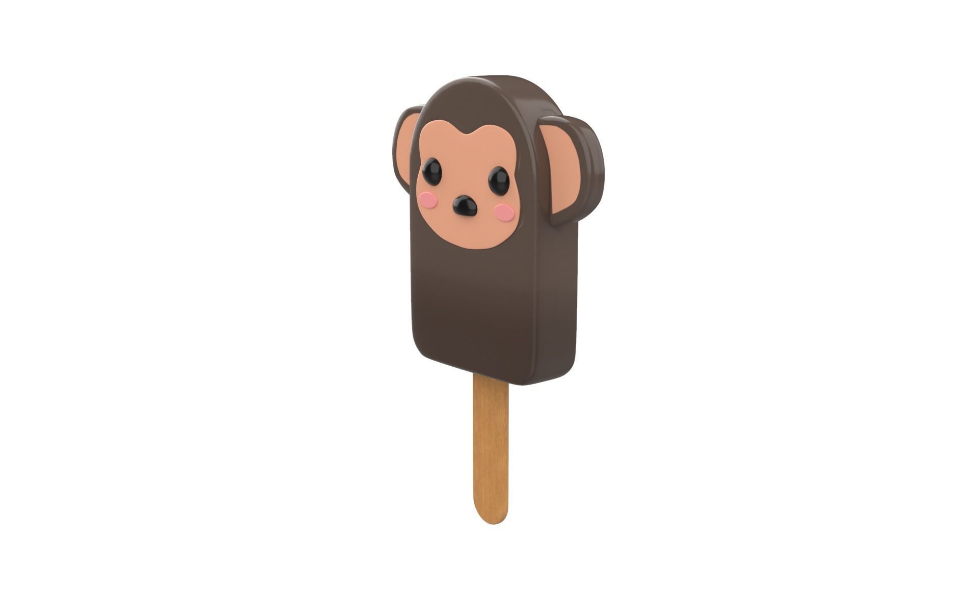 Cartoon Monkey Ice Cream Cute Low-poly 3D model_2