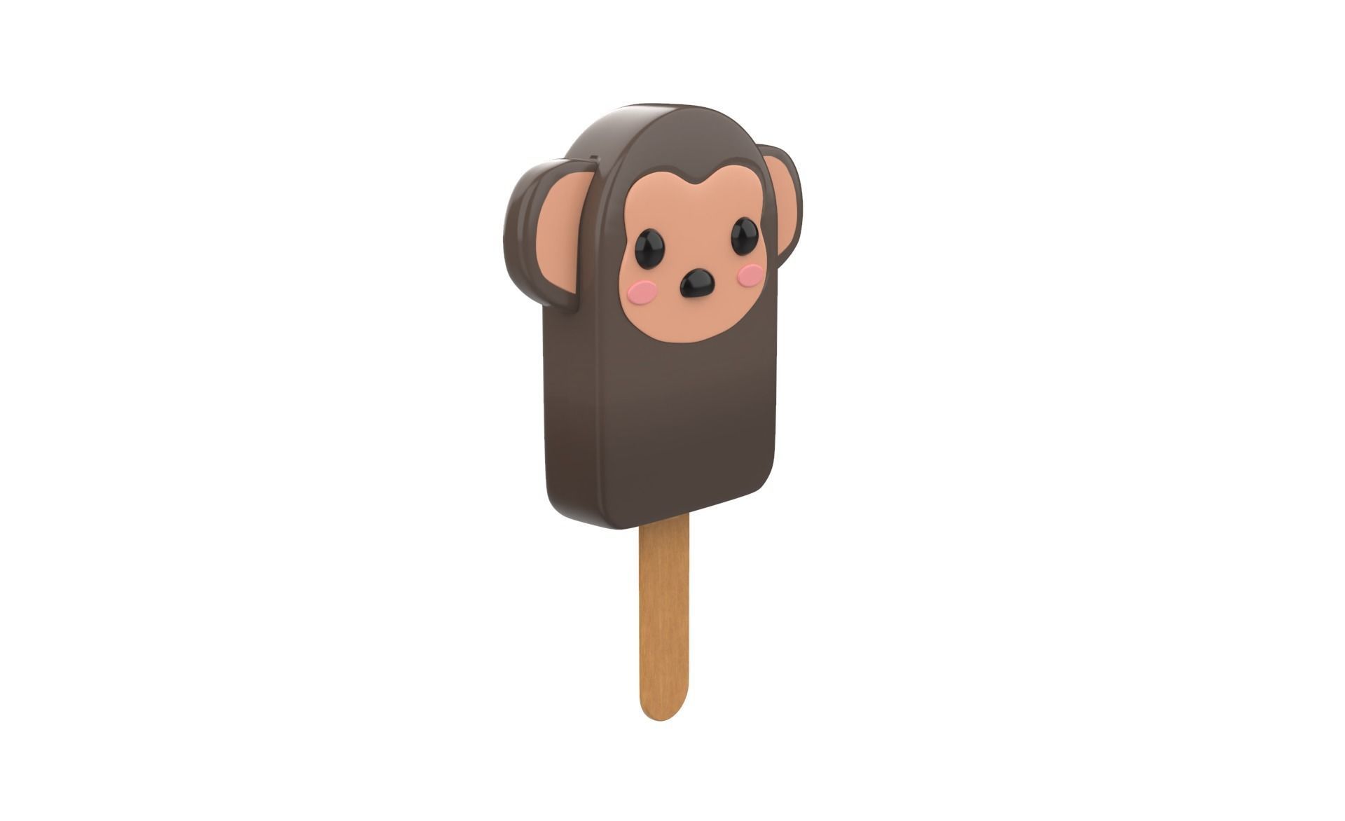 Cartoon Monkey Ice Cream Cute Low-poly 3D model_16