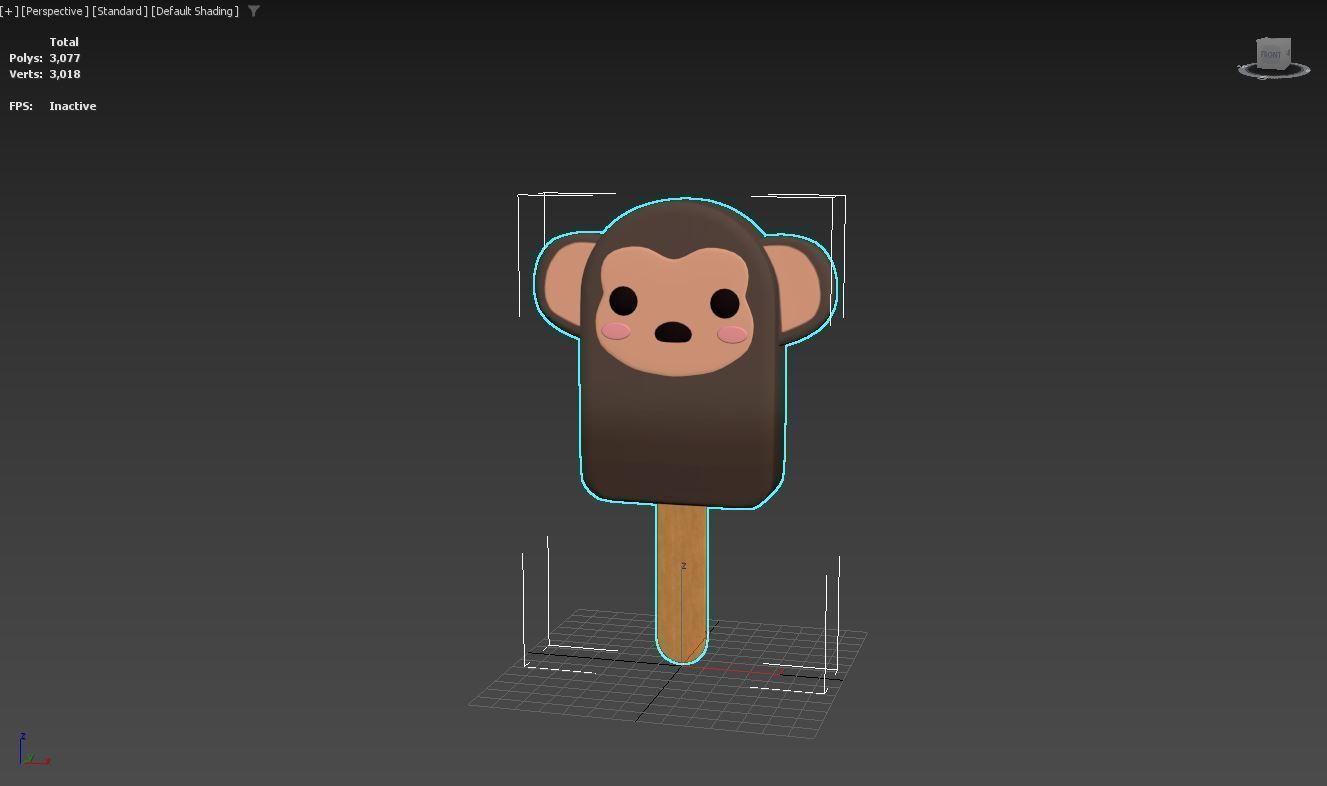 Cartoon Monkey Ice Cream Cute Low-poly 3D model_6