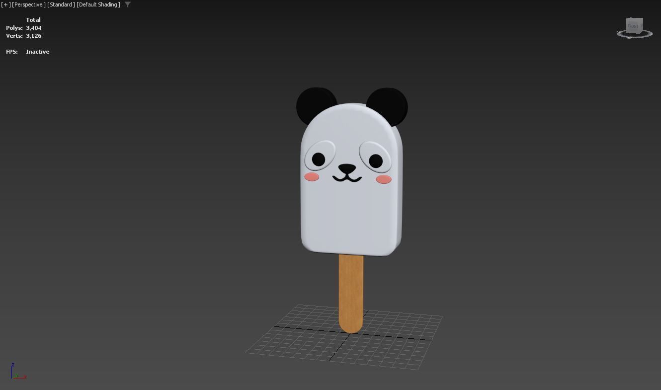 Cartoon Panda Ice Cream Cute Low-poly 3D model_7