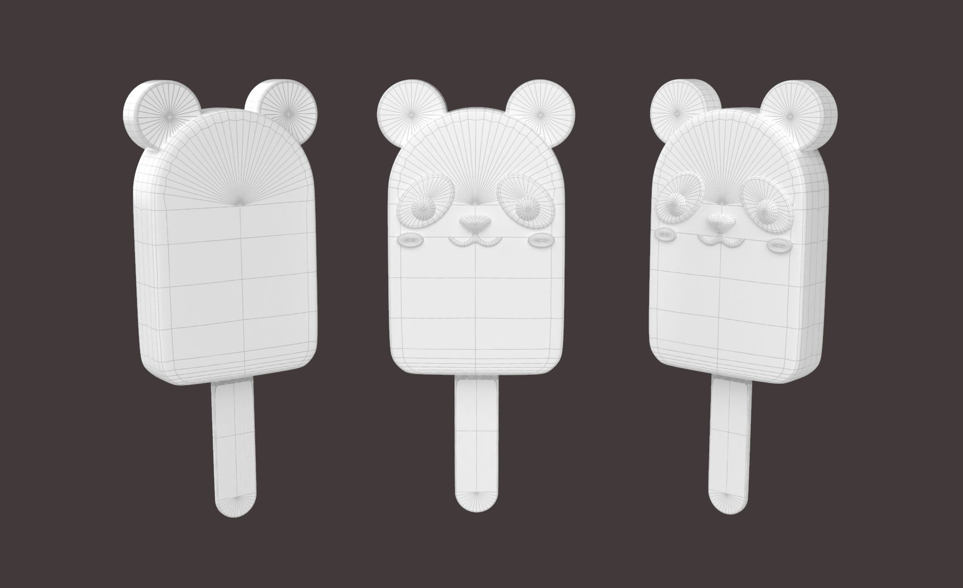 Cartoon Panda Ice Cream Cute Low-poly 3D model_9