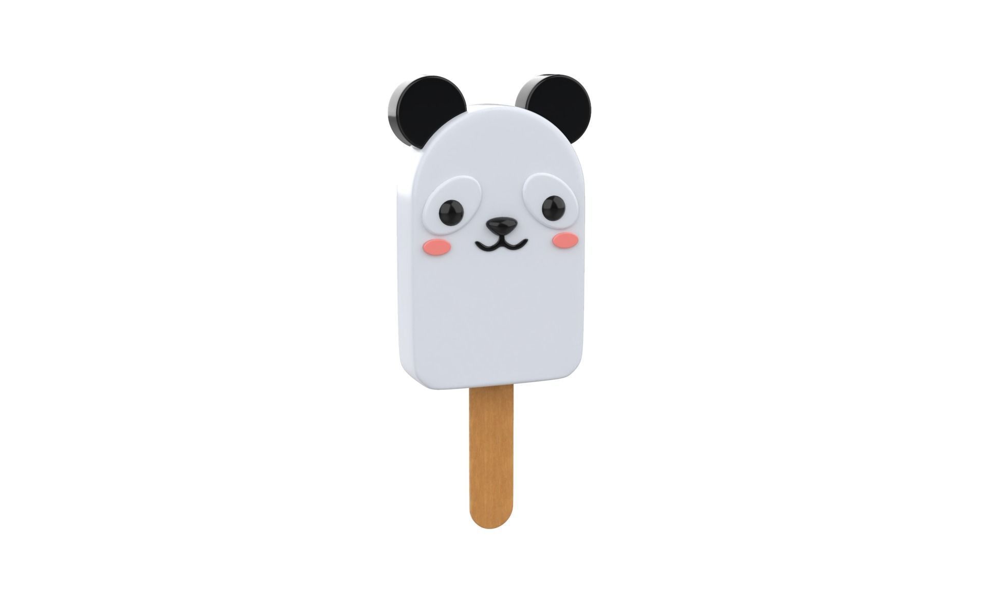 Cartoon Panda Ice Cream Cute Low-poly 3D model_17