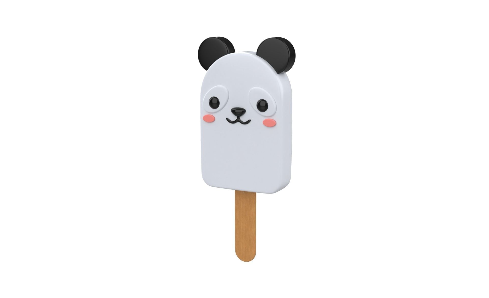 Cartoon Panda Ice Cream Cute Low-poly 3D model_1