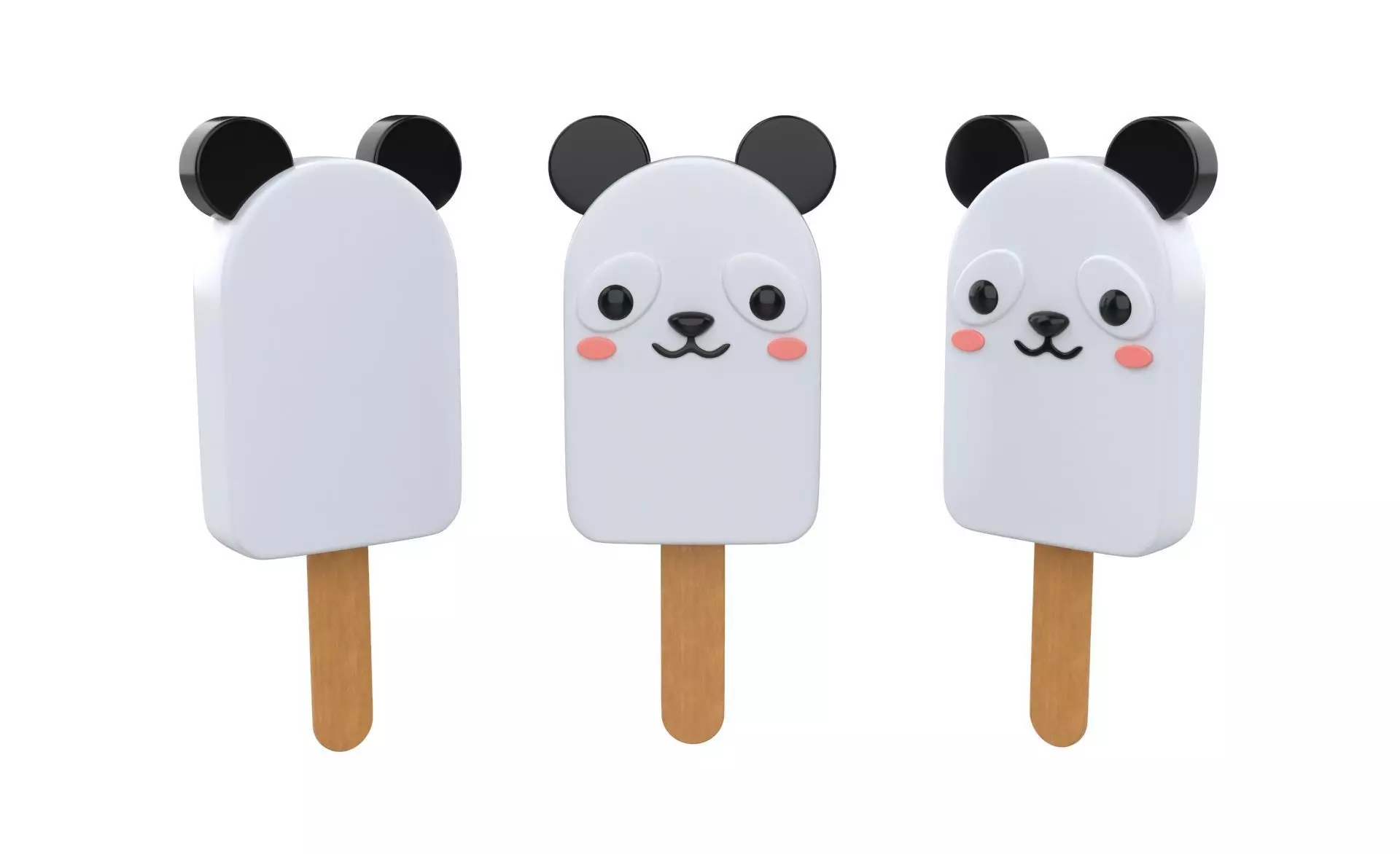 Cartoon Panda Ice Cream Cute Low-poly 3D model_0