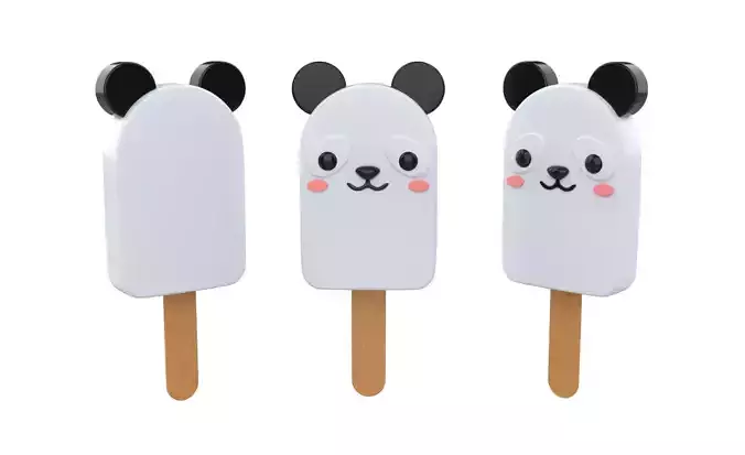 Cartoon Panda Ice Cream Cute Low-poly 3D model
