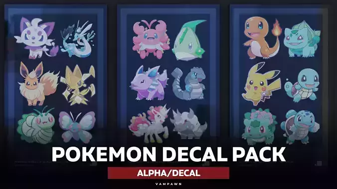 24 Unique Pokemon Alpha Decal Collection