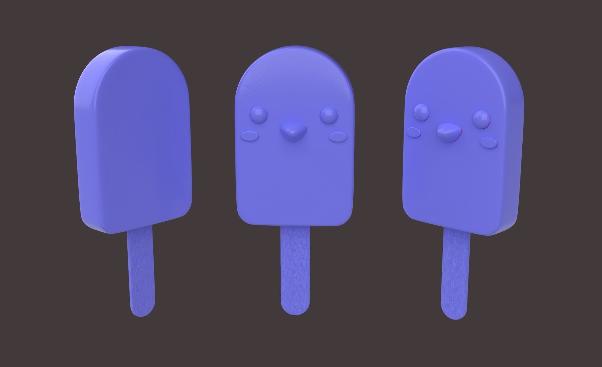 Cartoon Penguin Ice Cream Cute Low-poly 3D model_20