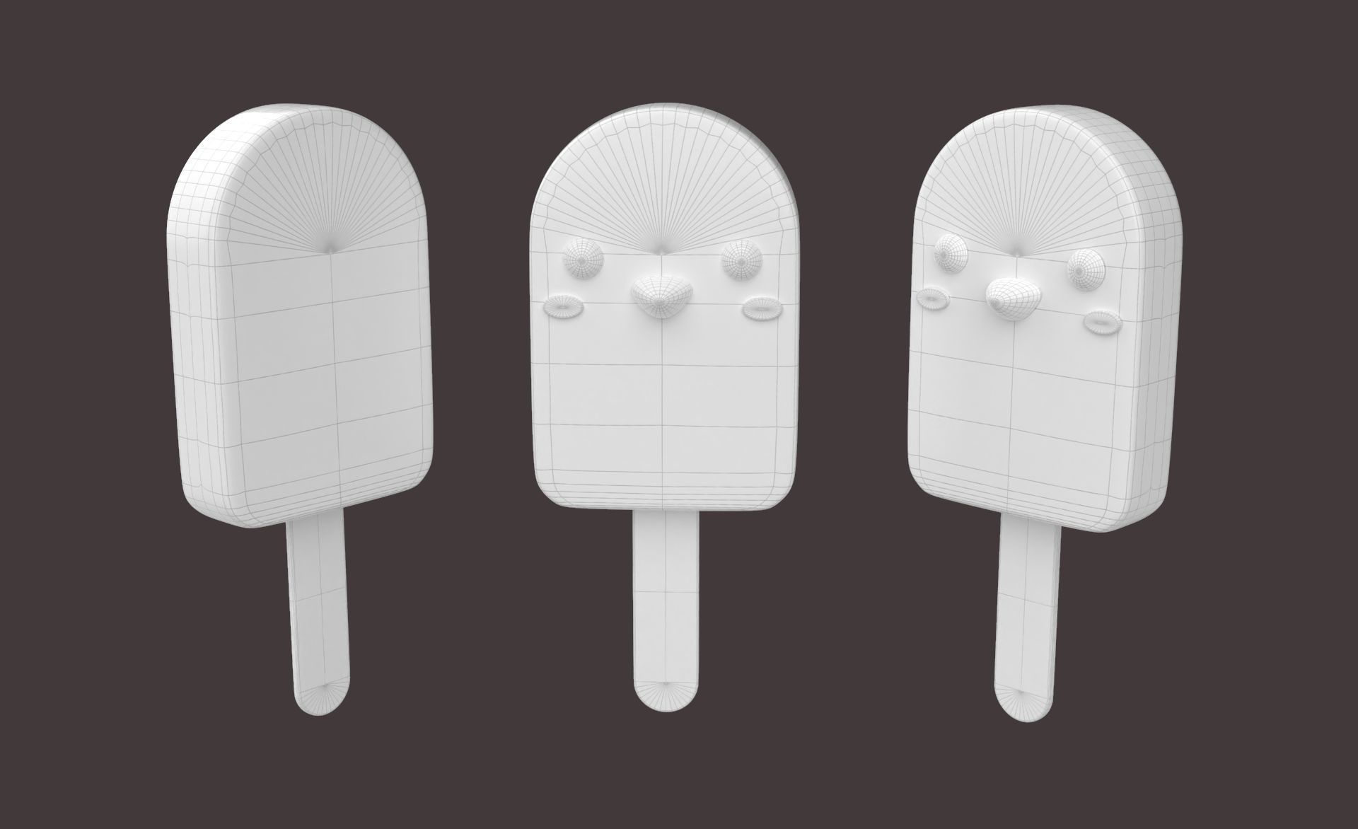 Cartoon Penguin Ice Cream Cute Low-poly 3D model_9