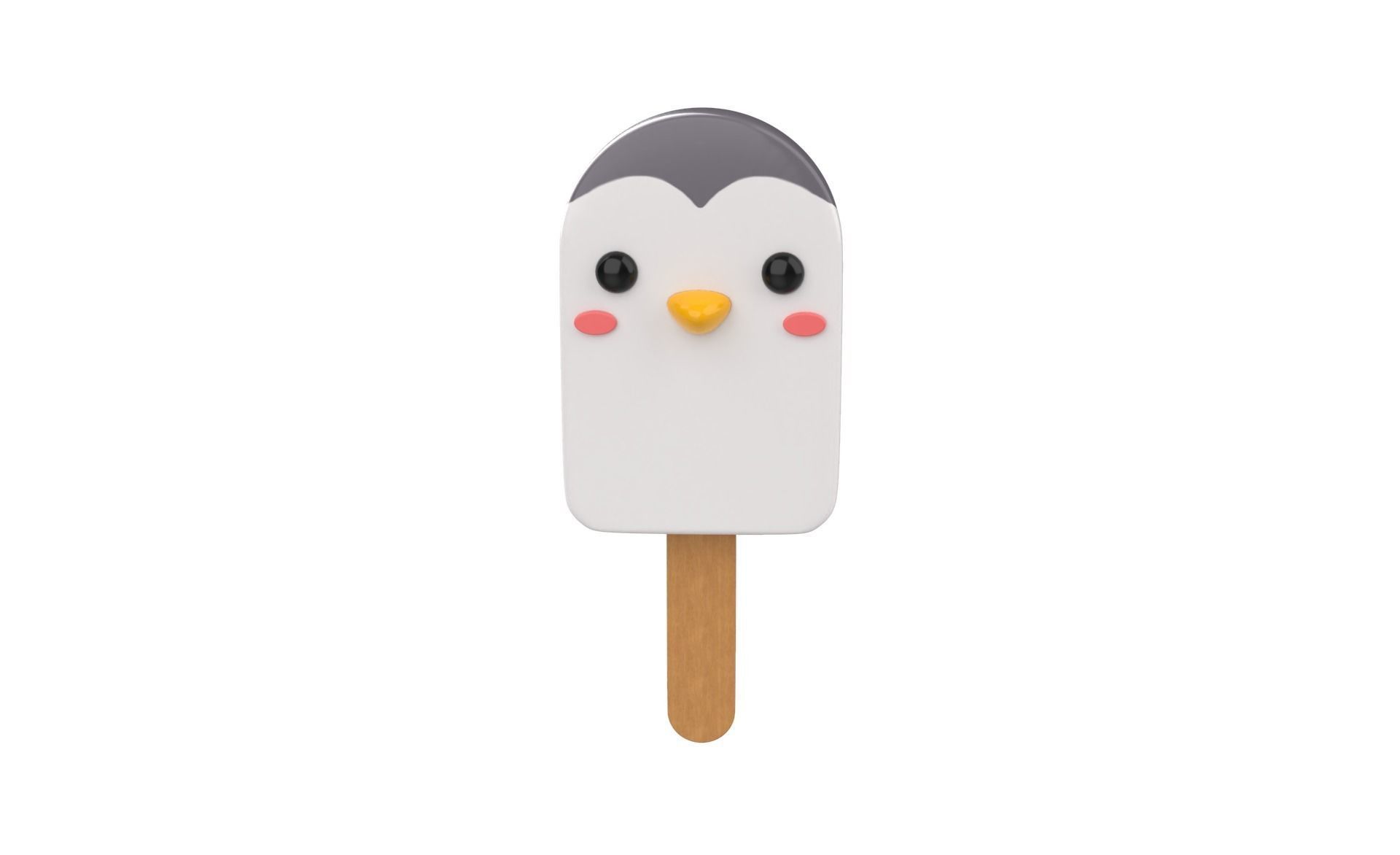 Cartoon Penguin Ice Cream Cute Low-poly 3D model_18