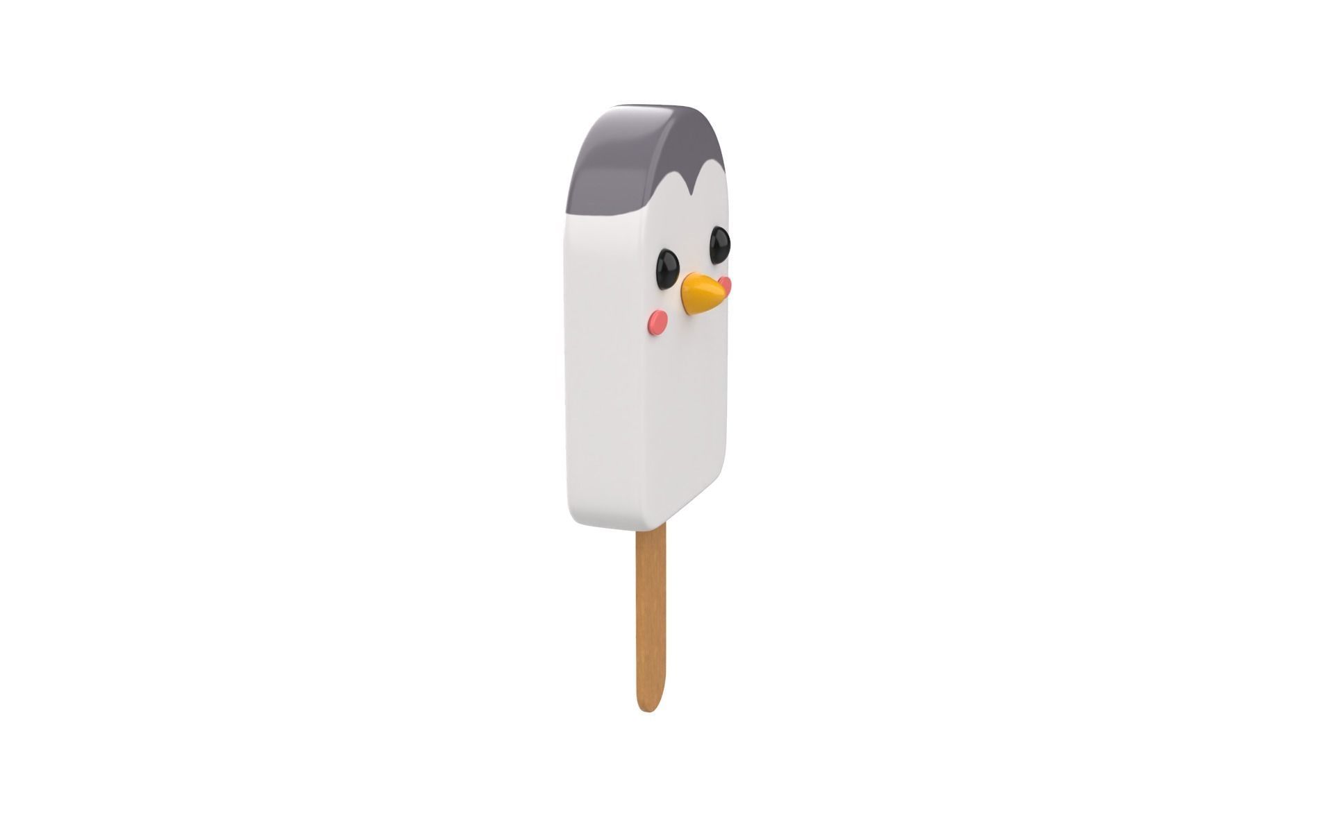 Cartoon Penguin Ice Cream Cute Low-poly 3D model_15