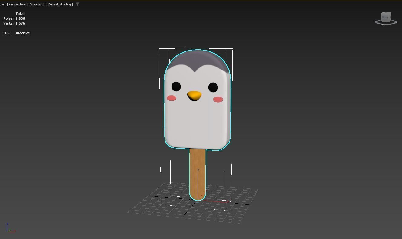Cartoon Penguin Ice Cream Cute Low-poly 3D model_7