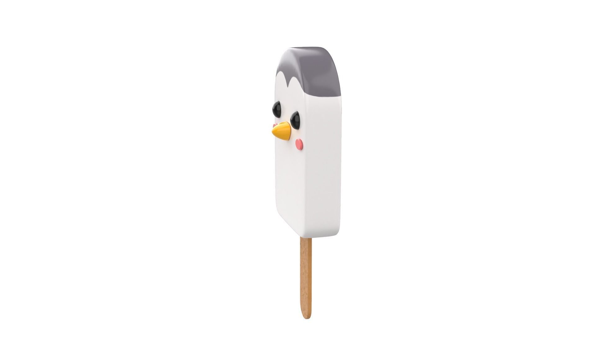 Cartoon Penguin Ice Cream Cute Low-poly 3D model_3