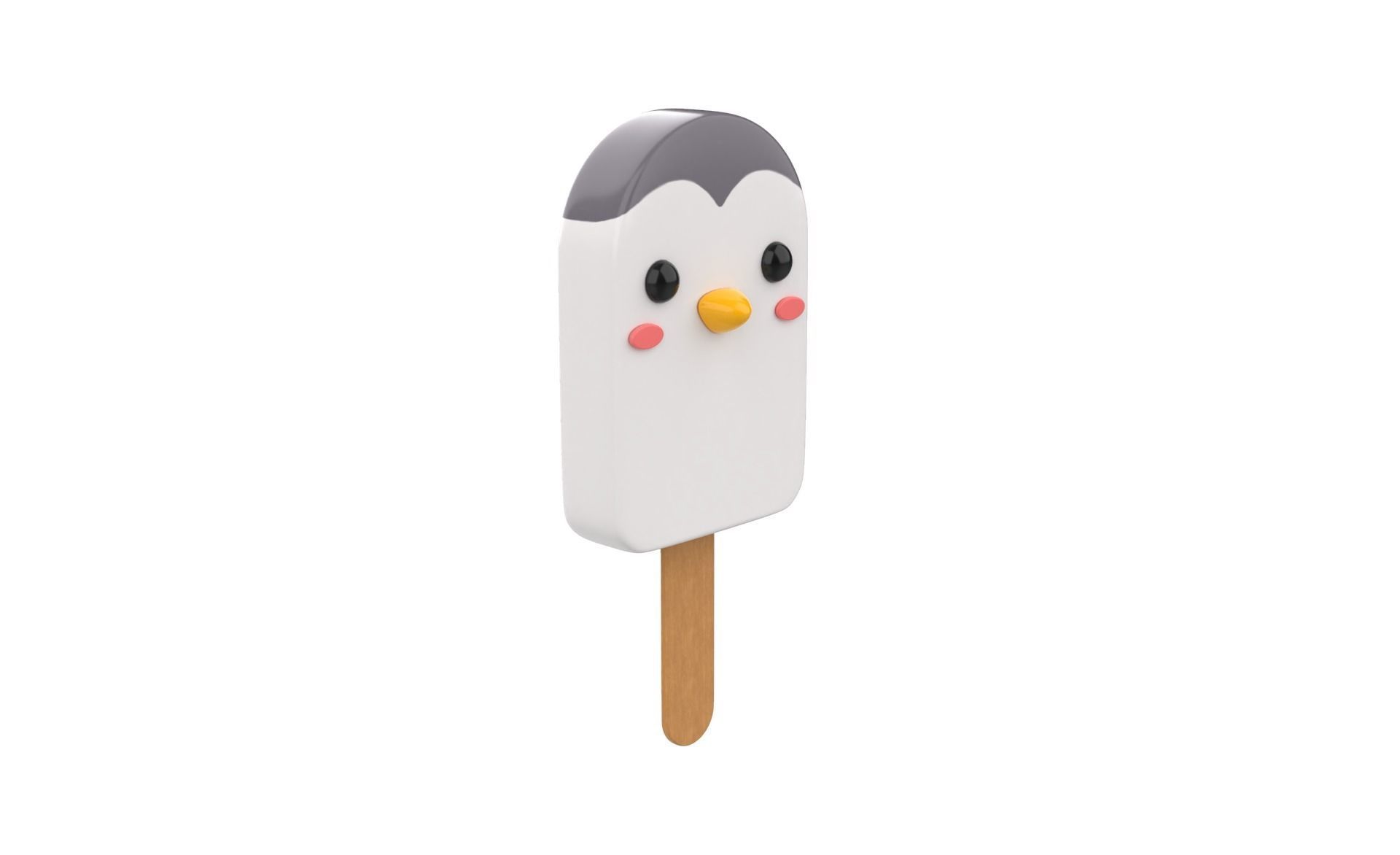 Cartoon Penguin Ice Cream Cute Low-poly 3D model_16