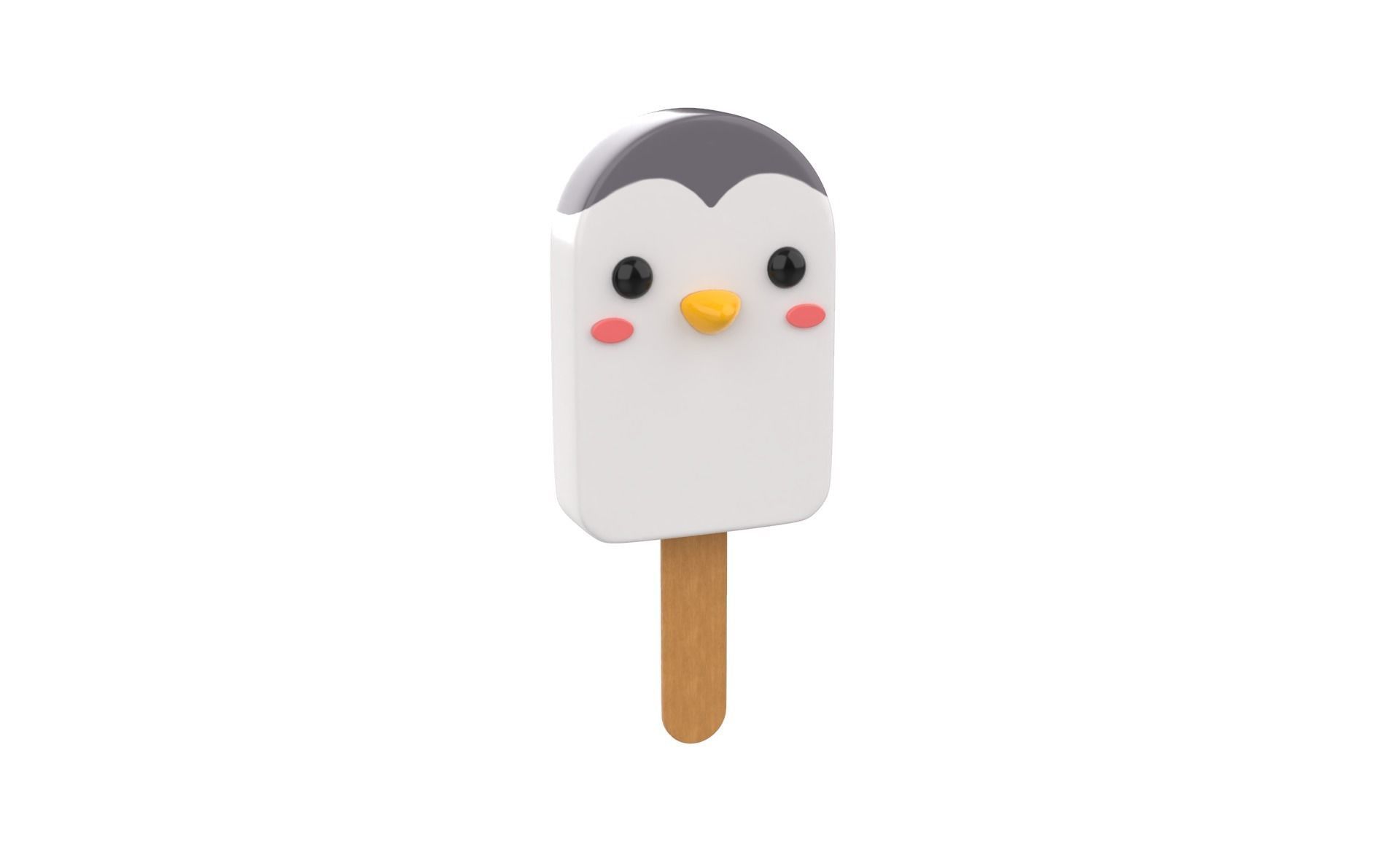 Cartoon Penguin Ice Cream Cute Low-poly 3D model_17