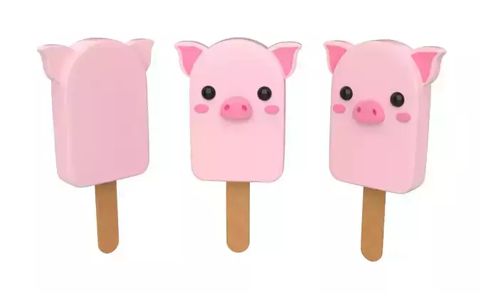 Cartoon Pig Ice Cream Cute