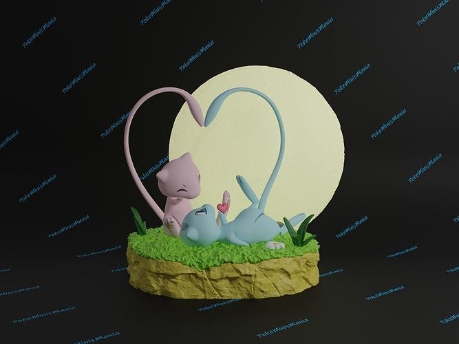 Mew diorama 3d print model presupported 3D print model